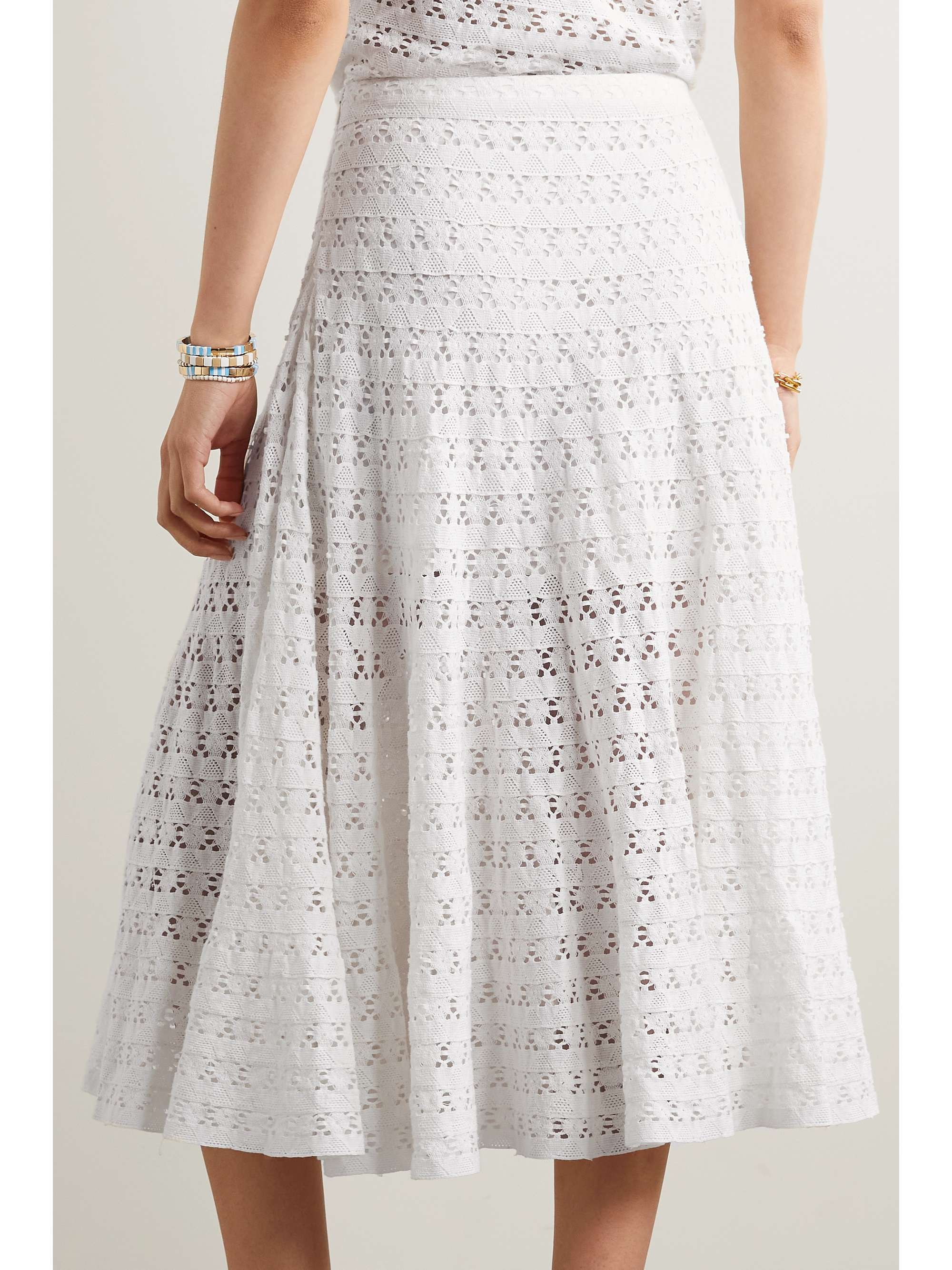LOVESHACKFANCY Mardi crocheted cotton midi skirt