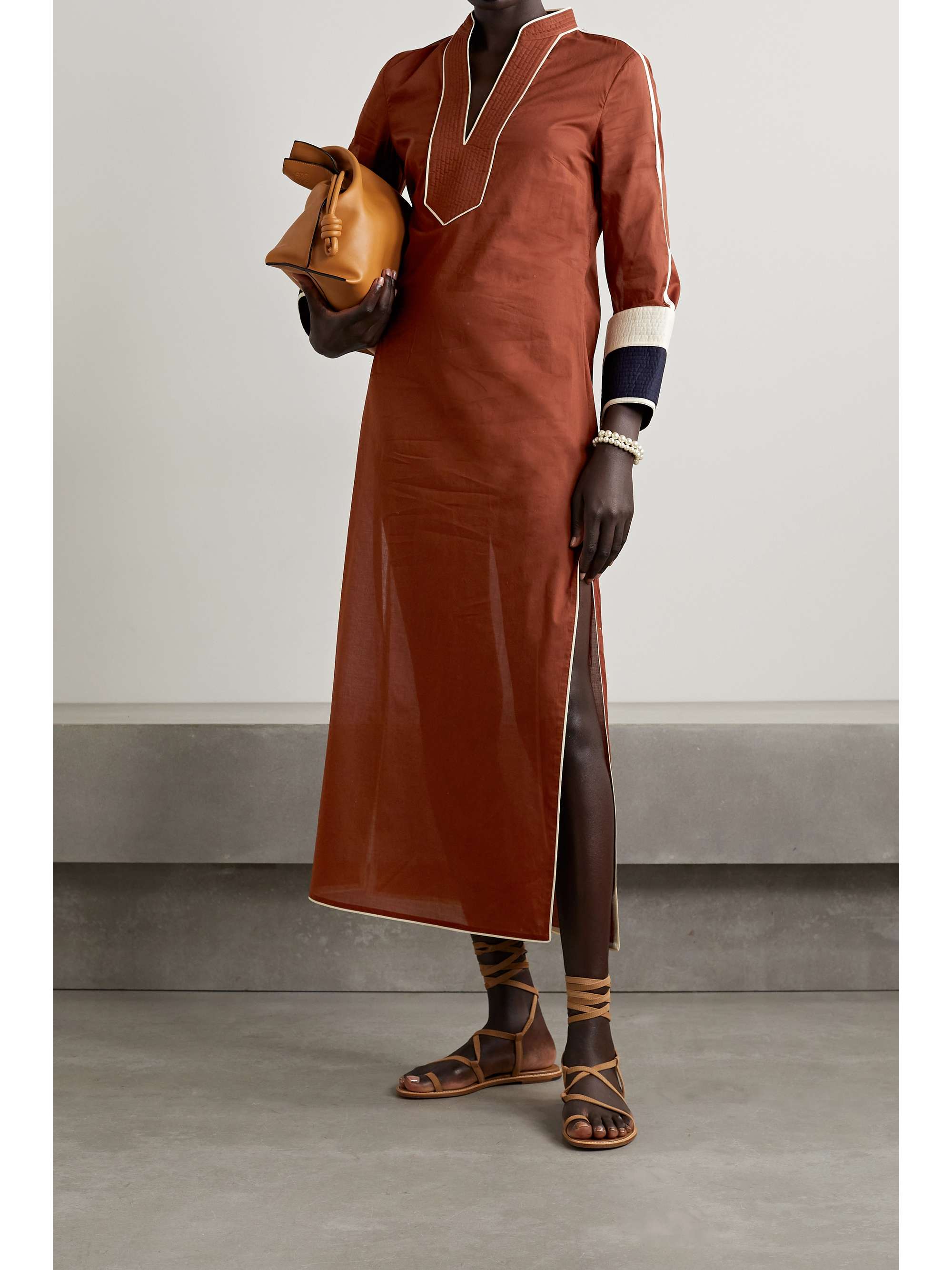 TORY BURCH Color-block cotton-voile kaftan