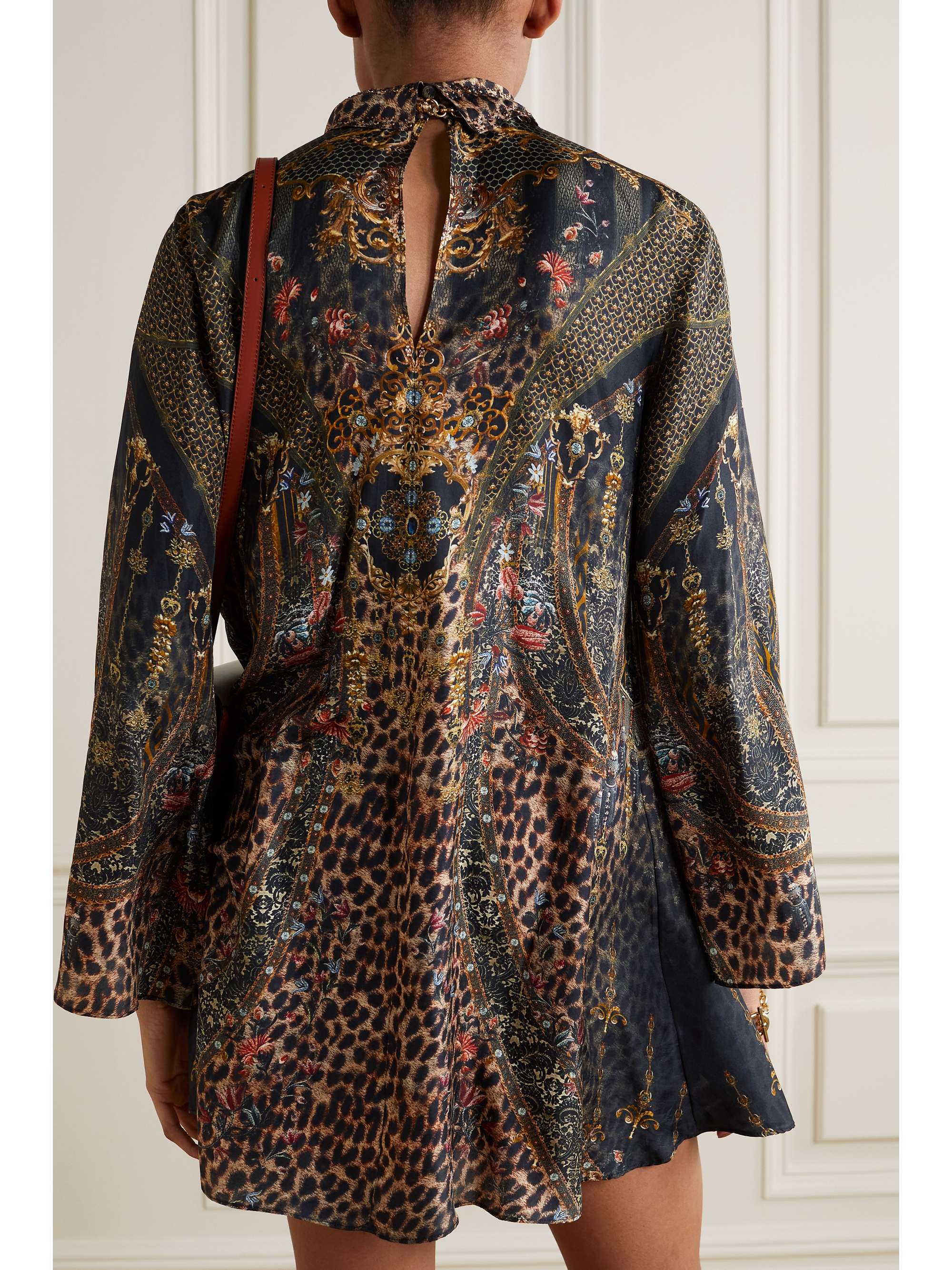 CAMILLA Printed silk-satin mini dress