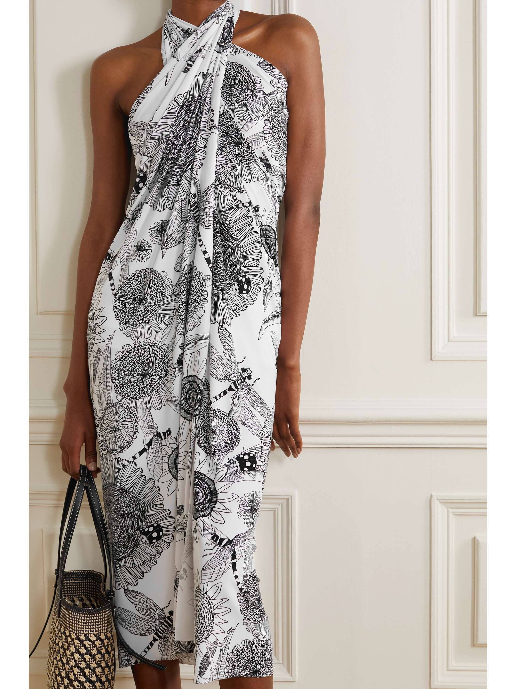NORMA KAMALI Ernie printed stretch-jersey pareo