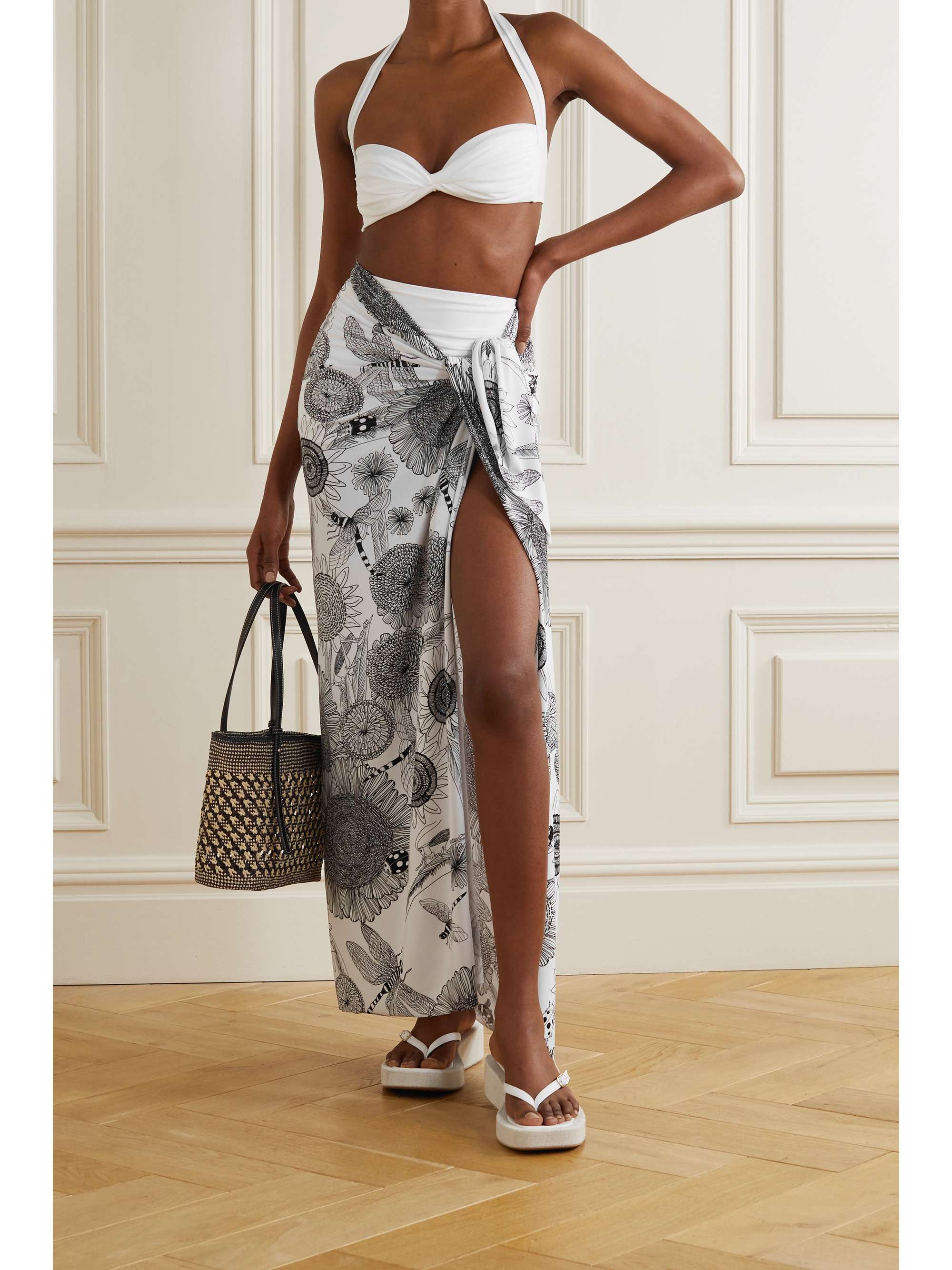 NORMA KAMALI Ernie printed stretch-jersey pareo