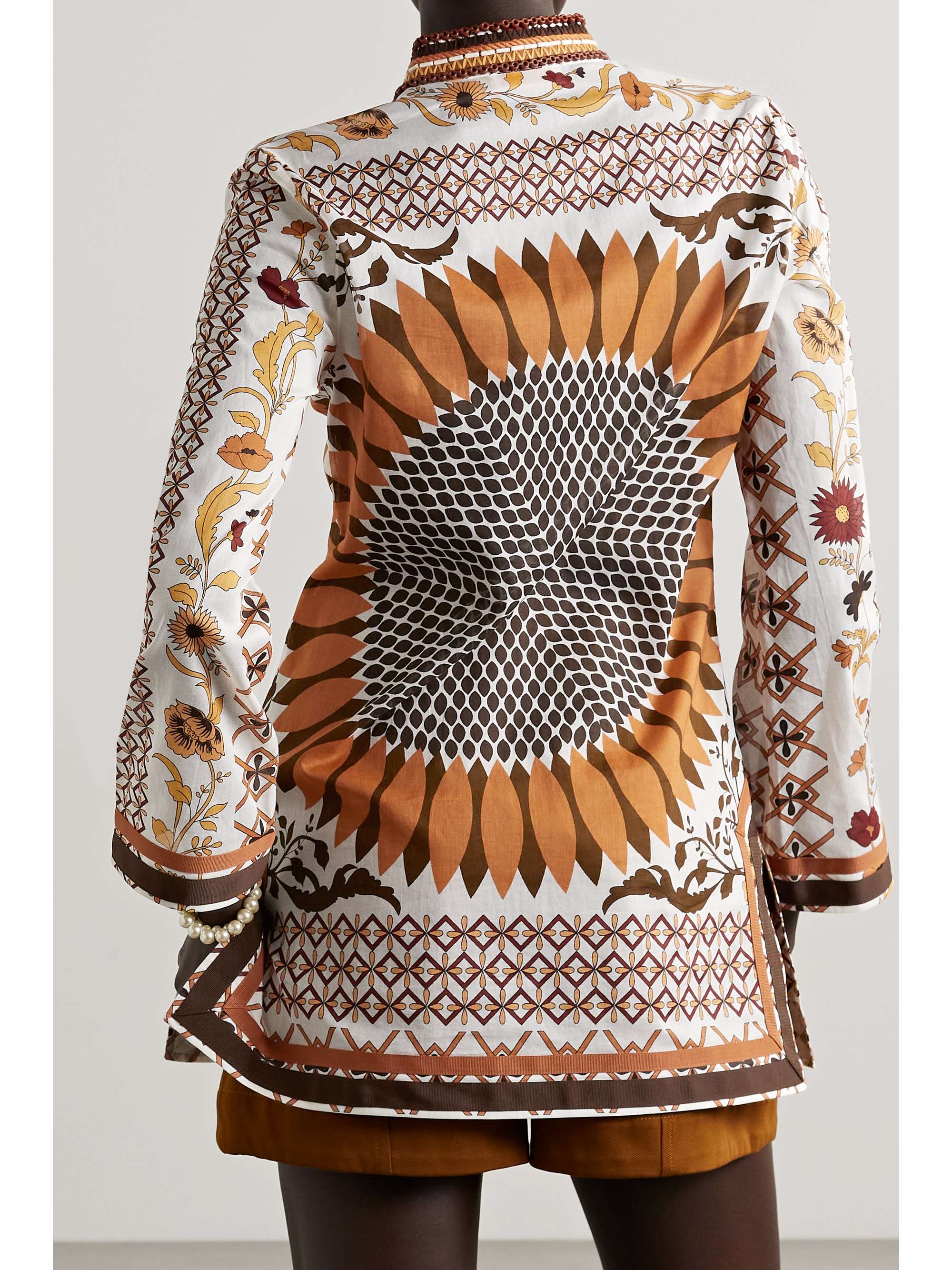 TORY BURCH Embellished printed cotton-voile tunic