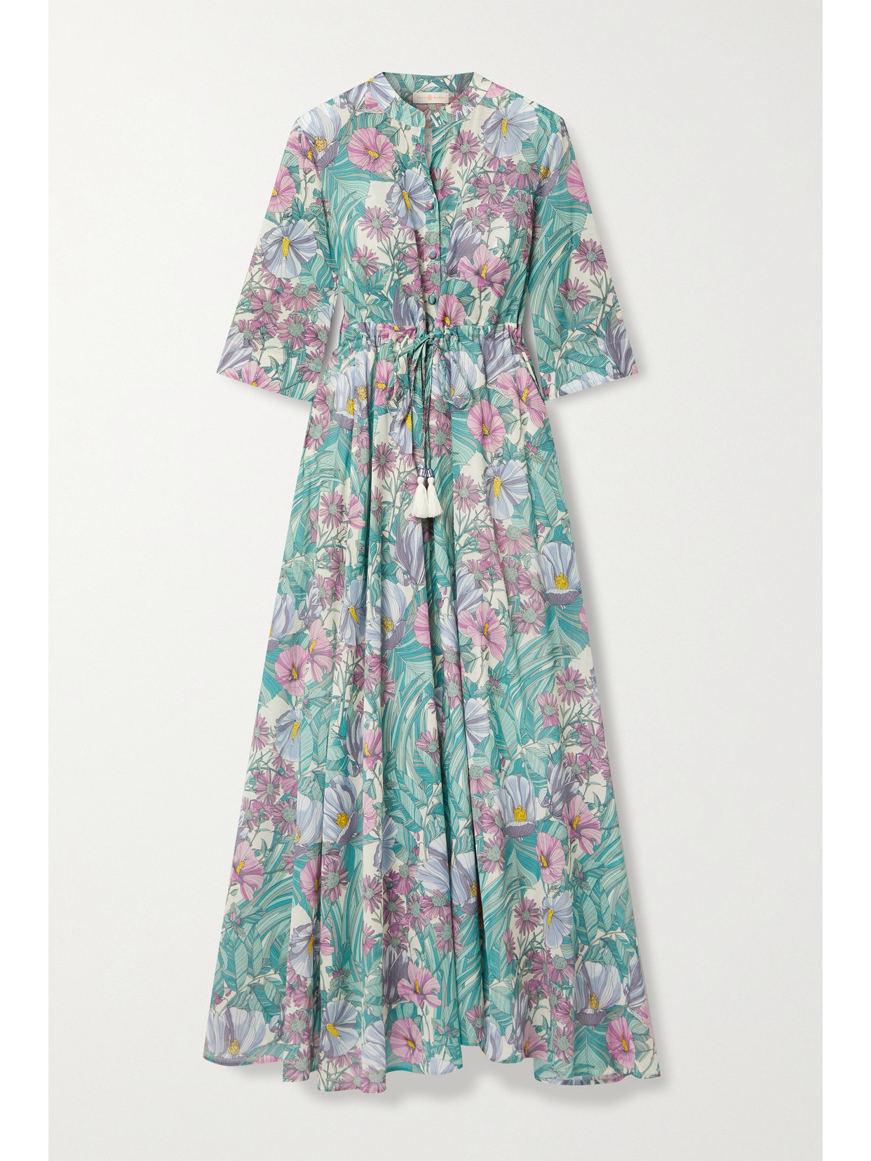 Tory Burch Floral-print Cotton-voile Maxi Dress In Green