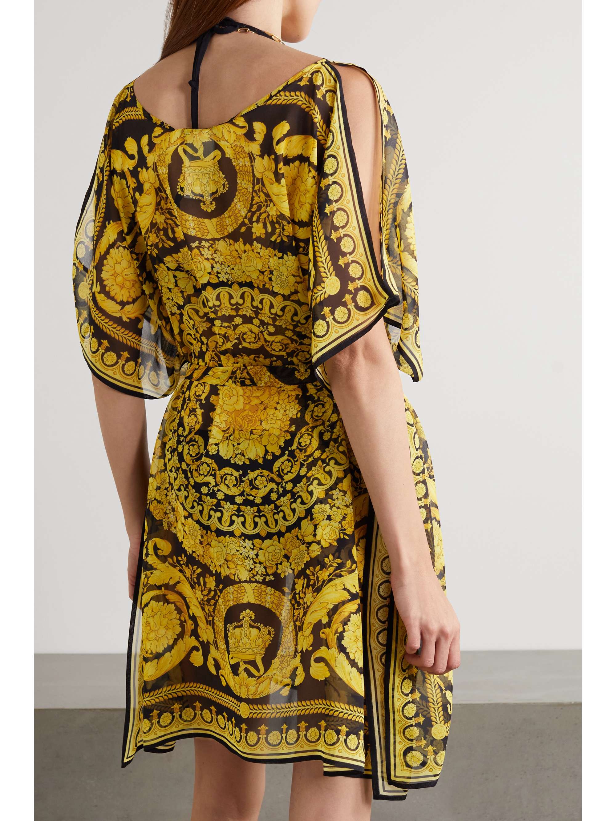 gold silk mini dress