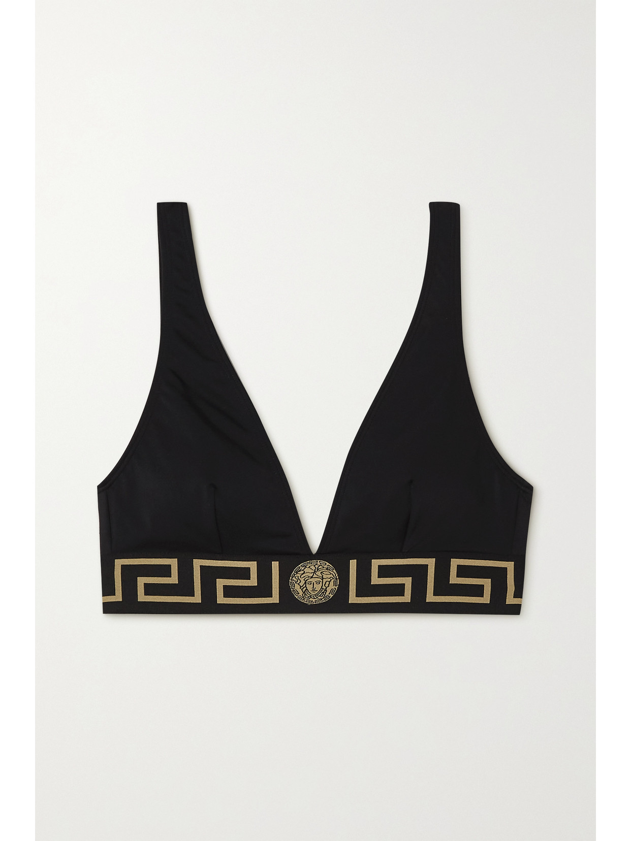 Versace Black Greca Border Triangle Bralette In Black