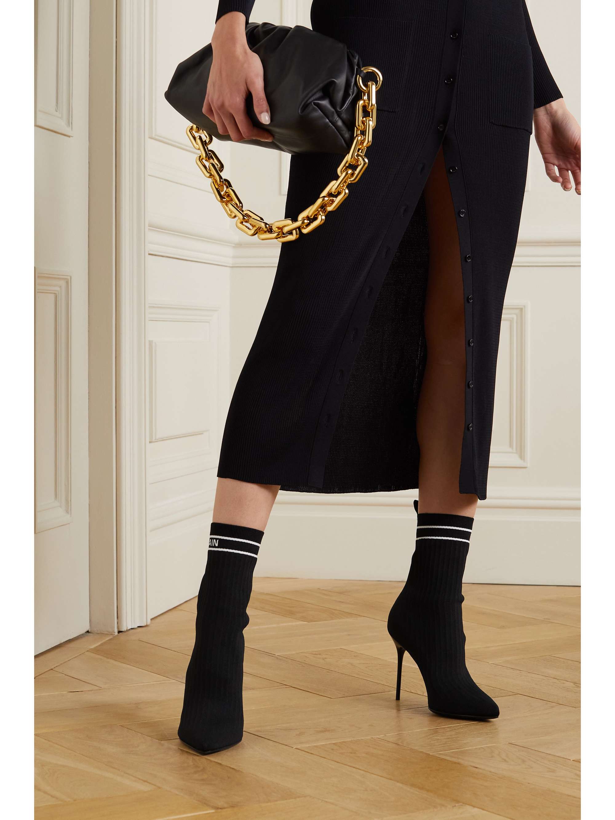 BALMAIN stretch-knit ankle boots | NET-A-PORTER