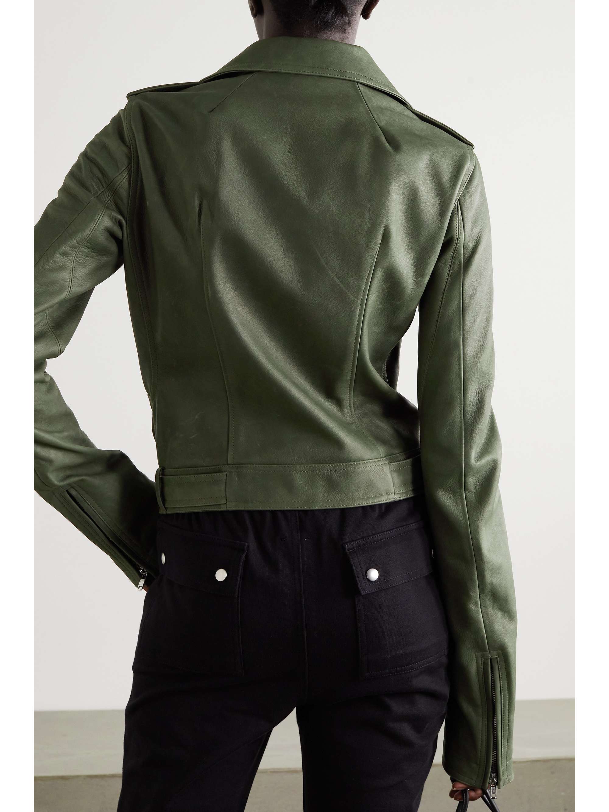 RICK OWENS Belted leather biker jacket