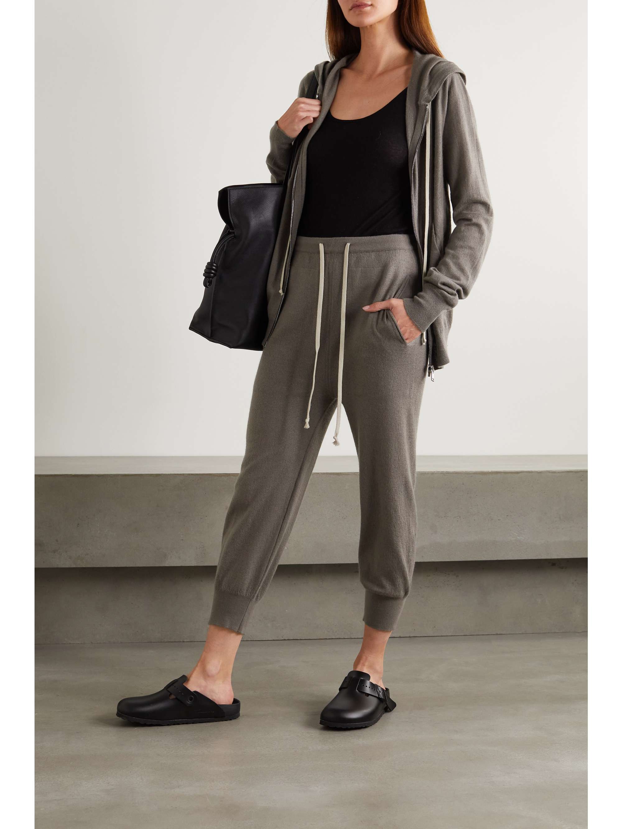 Gray Cropped cashmere track pants 