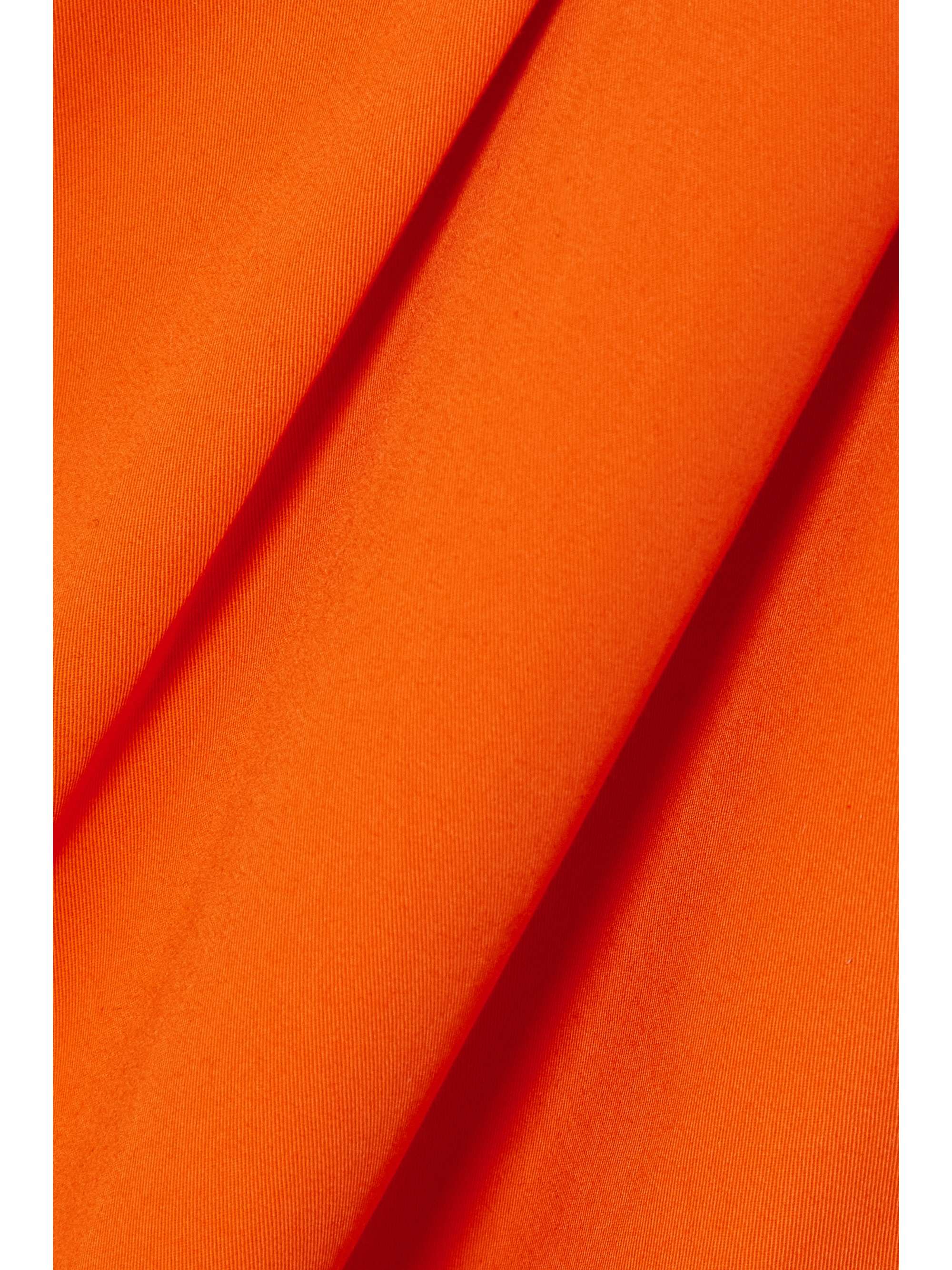 OSCAR DE LA RENTA Belted pleated stretch-cotton twill shorts