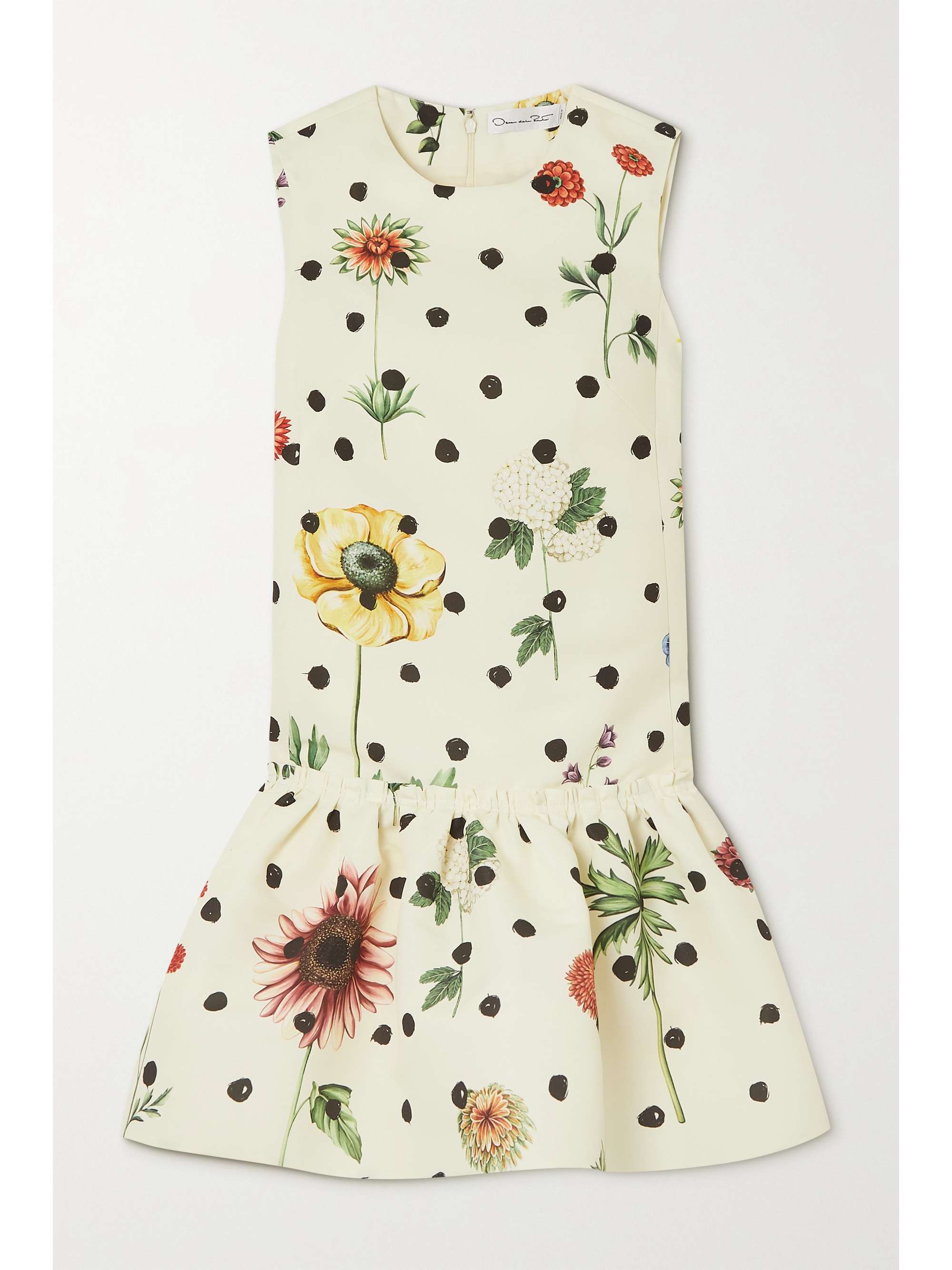 Ruffled printed faille mini dress Oscar De La Renta at Net-a-Porter