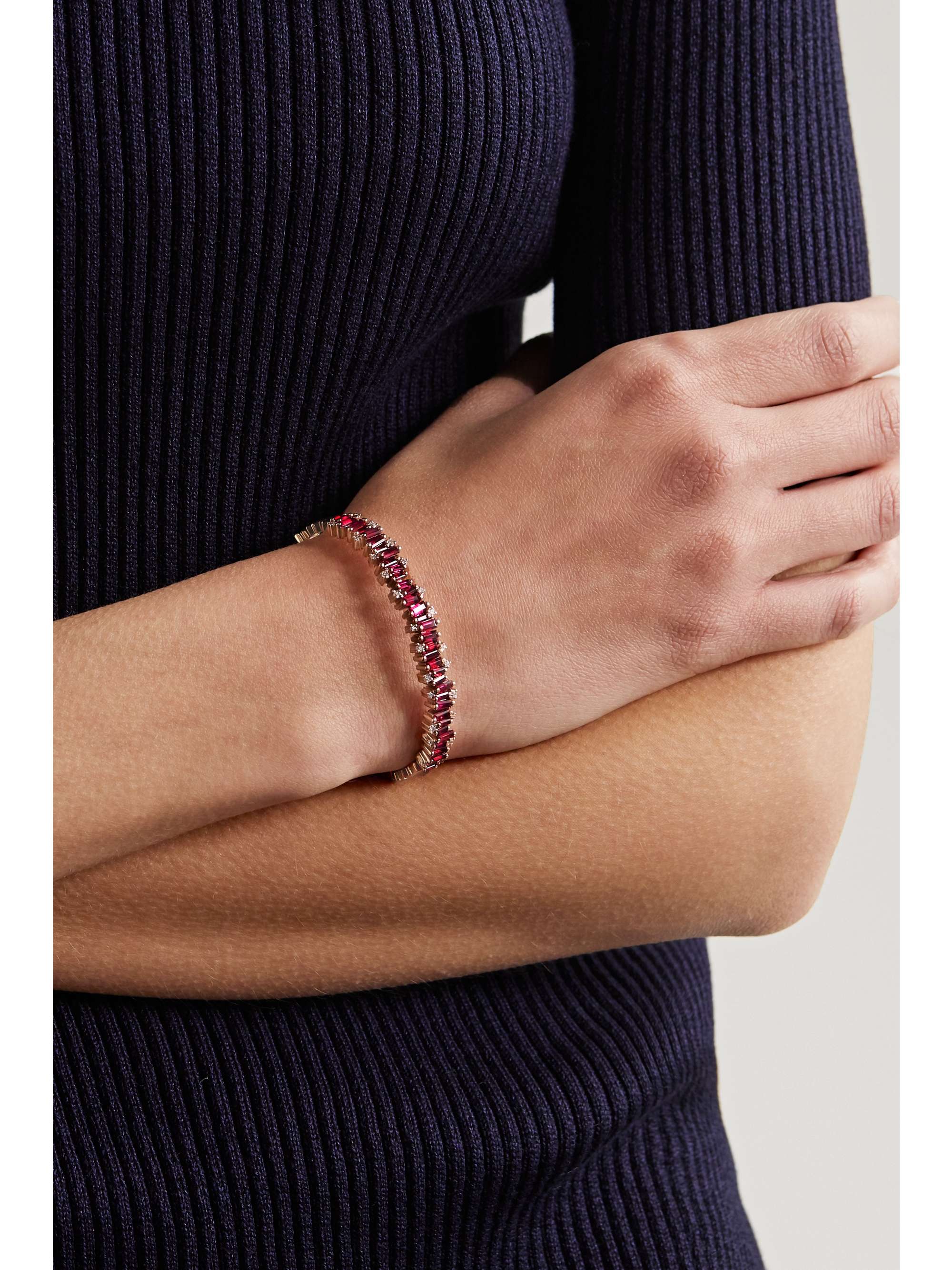 SUZANNE KALAN 18-karat rose gold, sapphire and diamond cuff