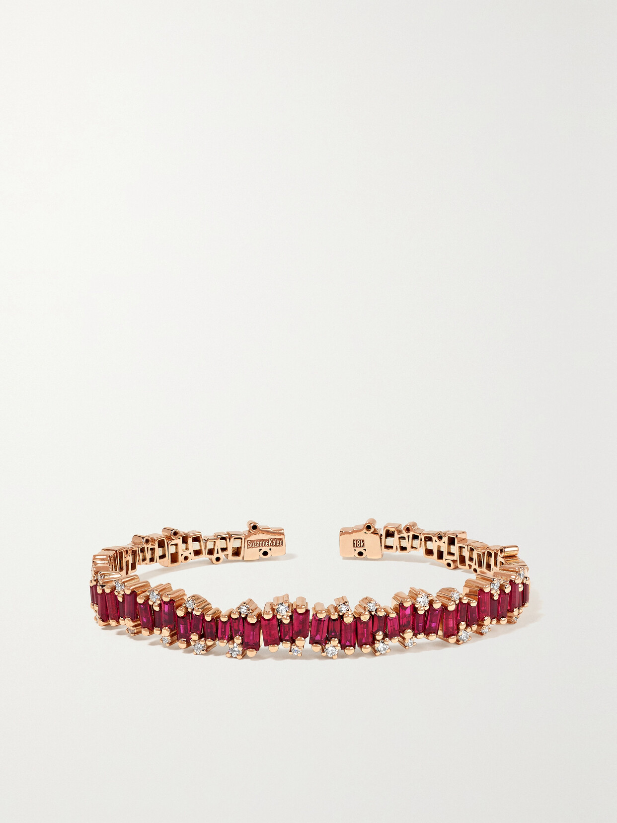 Suzanne Kalan 18-karat Rose Gold, Ruby And Diamond Cuff