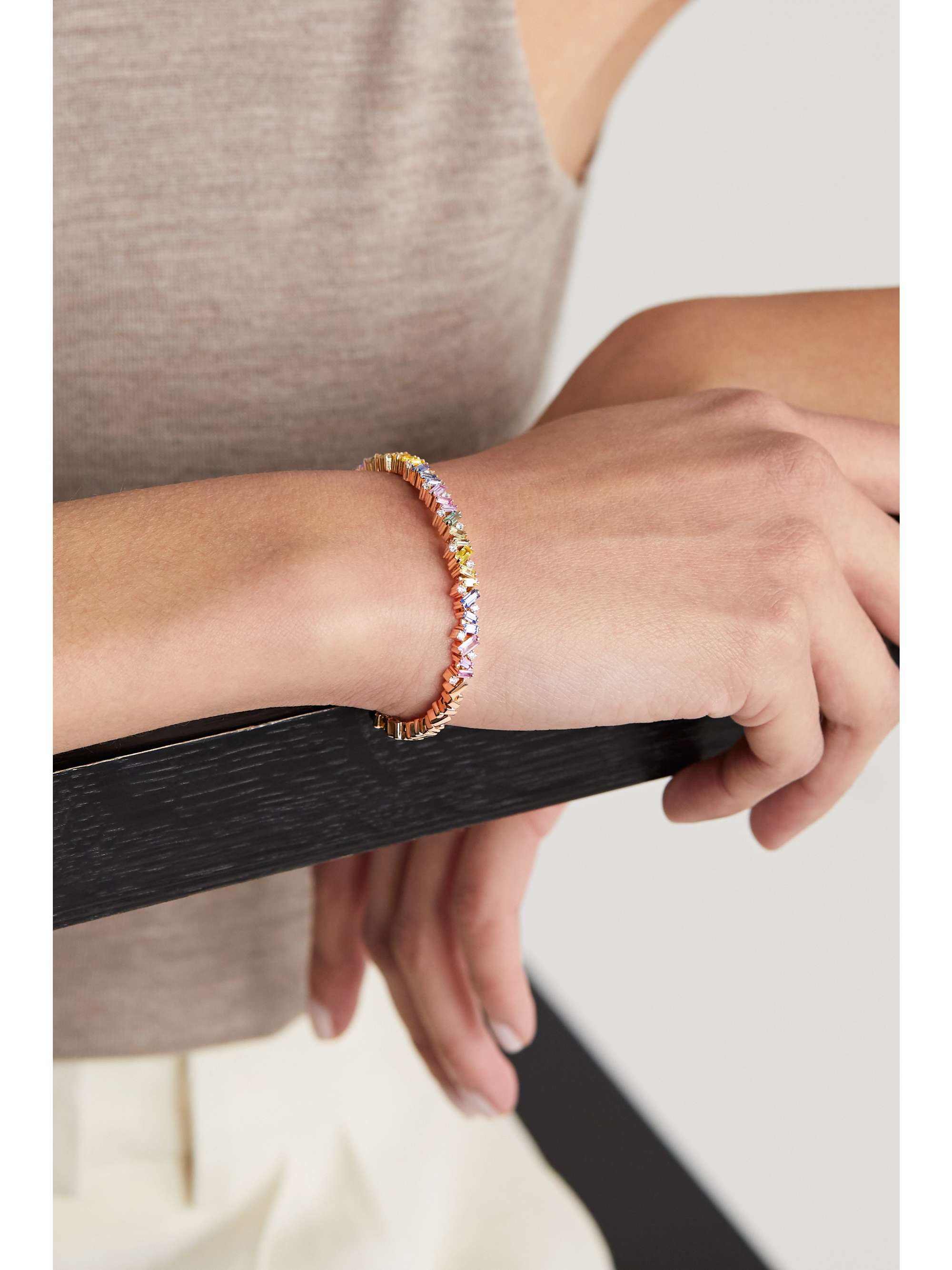 18 karat rose gold sapphire and diamond cuff