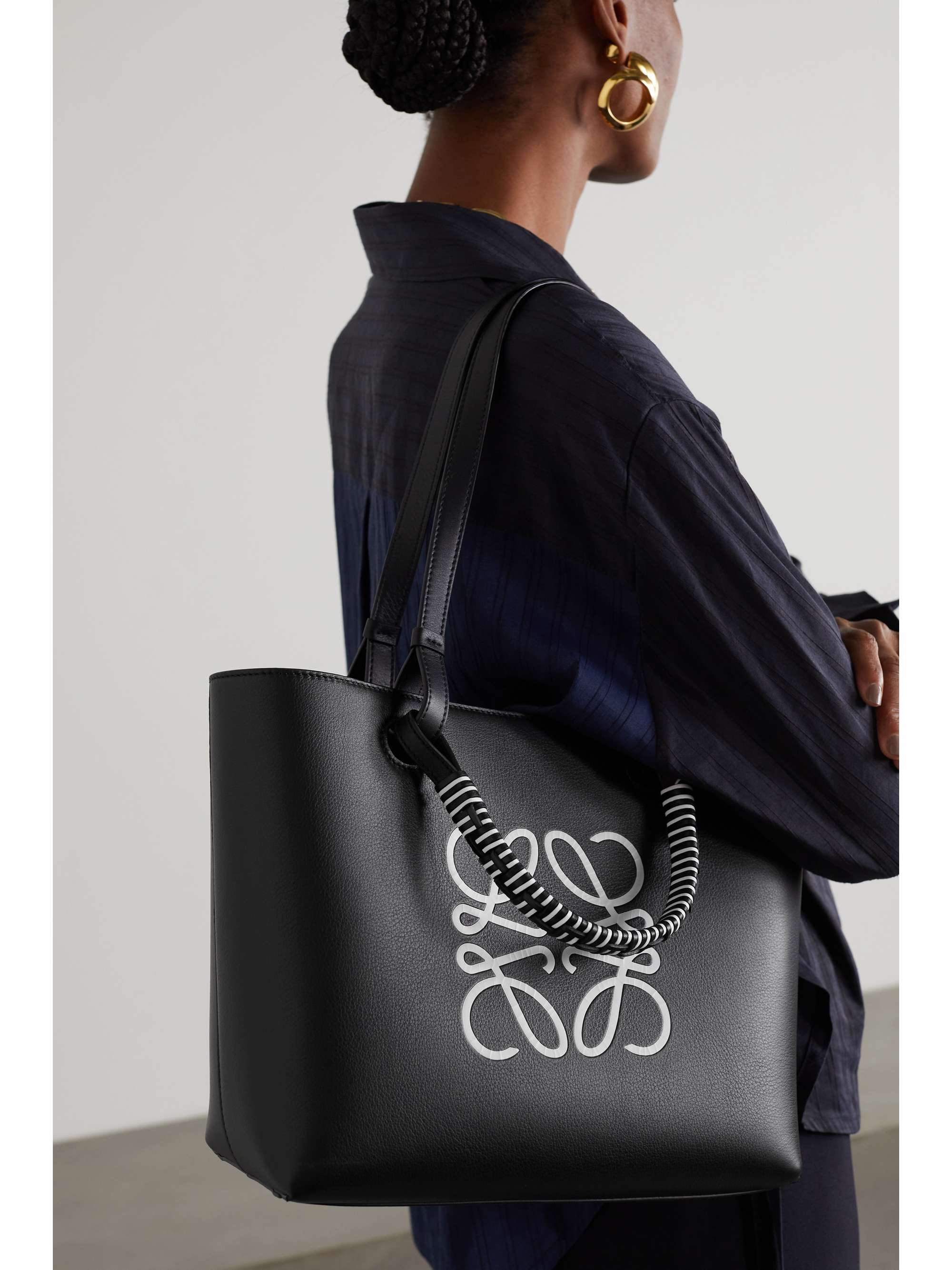 LOEWE Anagram small debossed printed leather tote