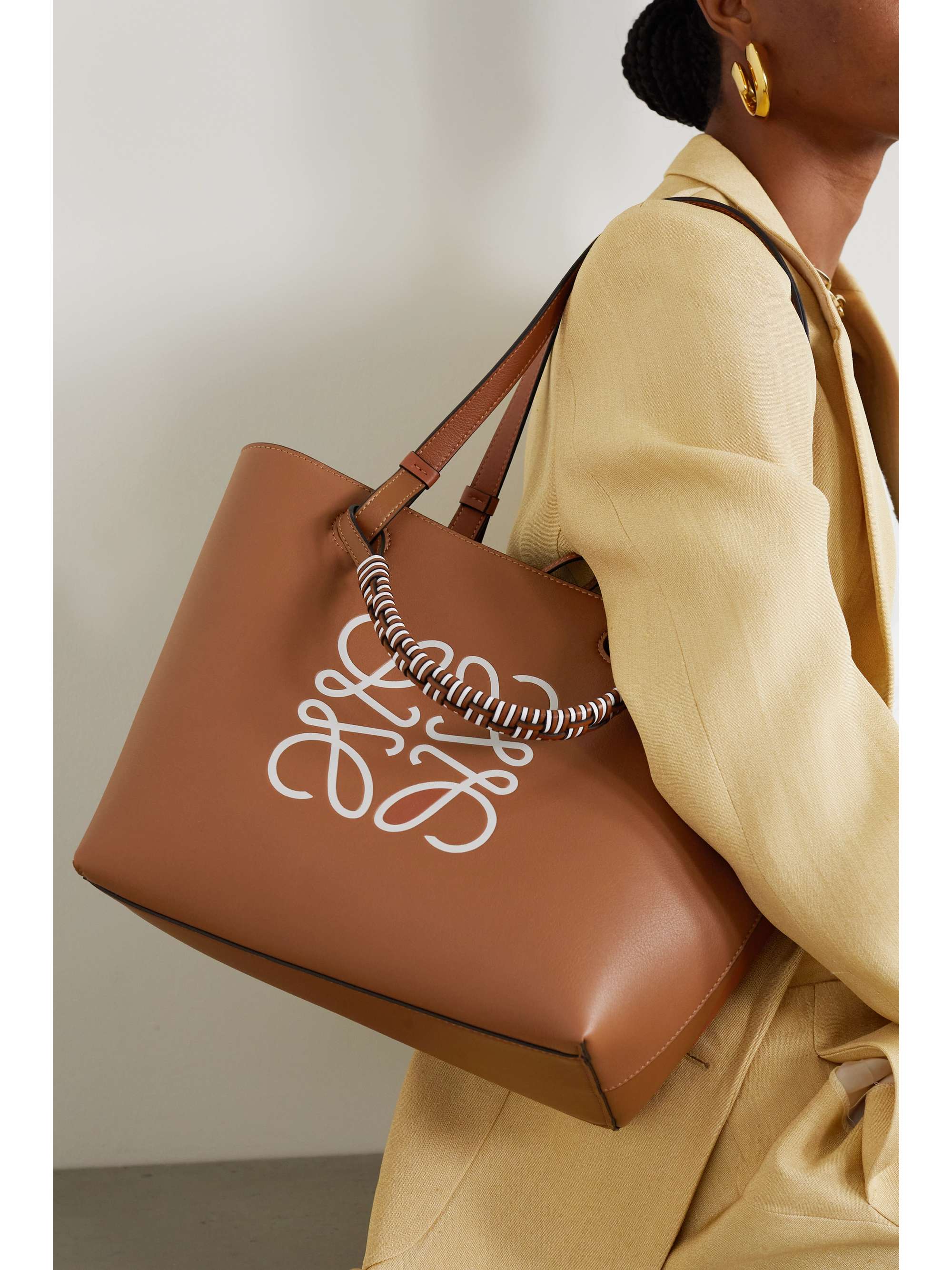 LOEWE Anagram small debossed printed leather tote