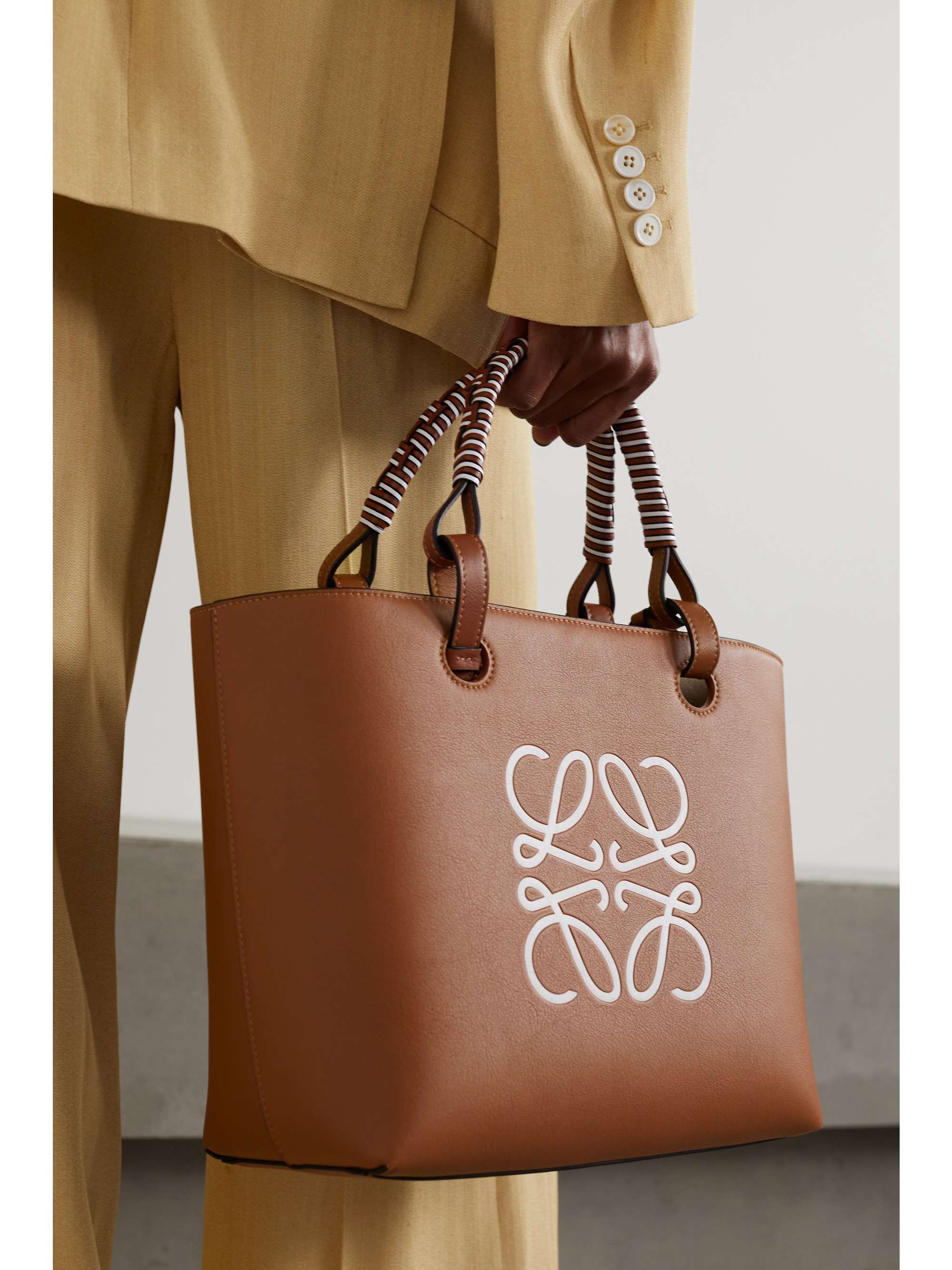 LOEWE Anagram small debossed printed leather tote