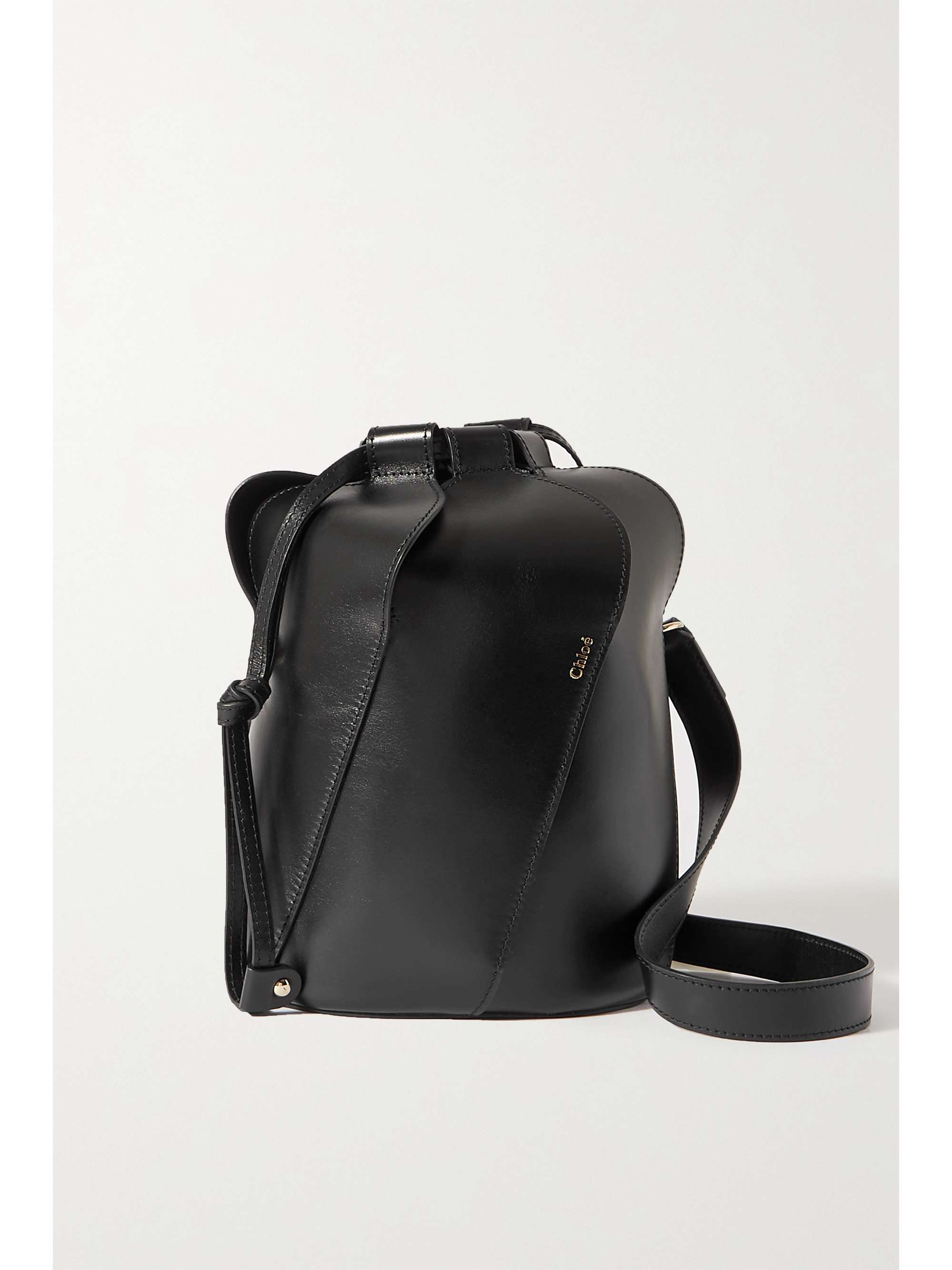 leather bucket bag black