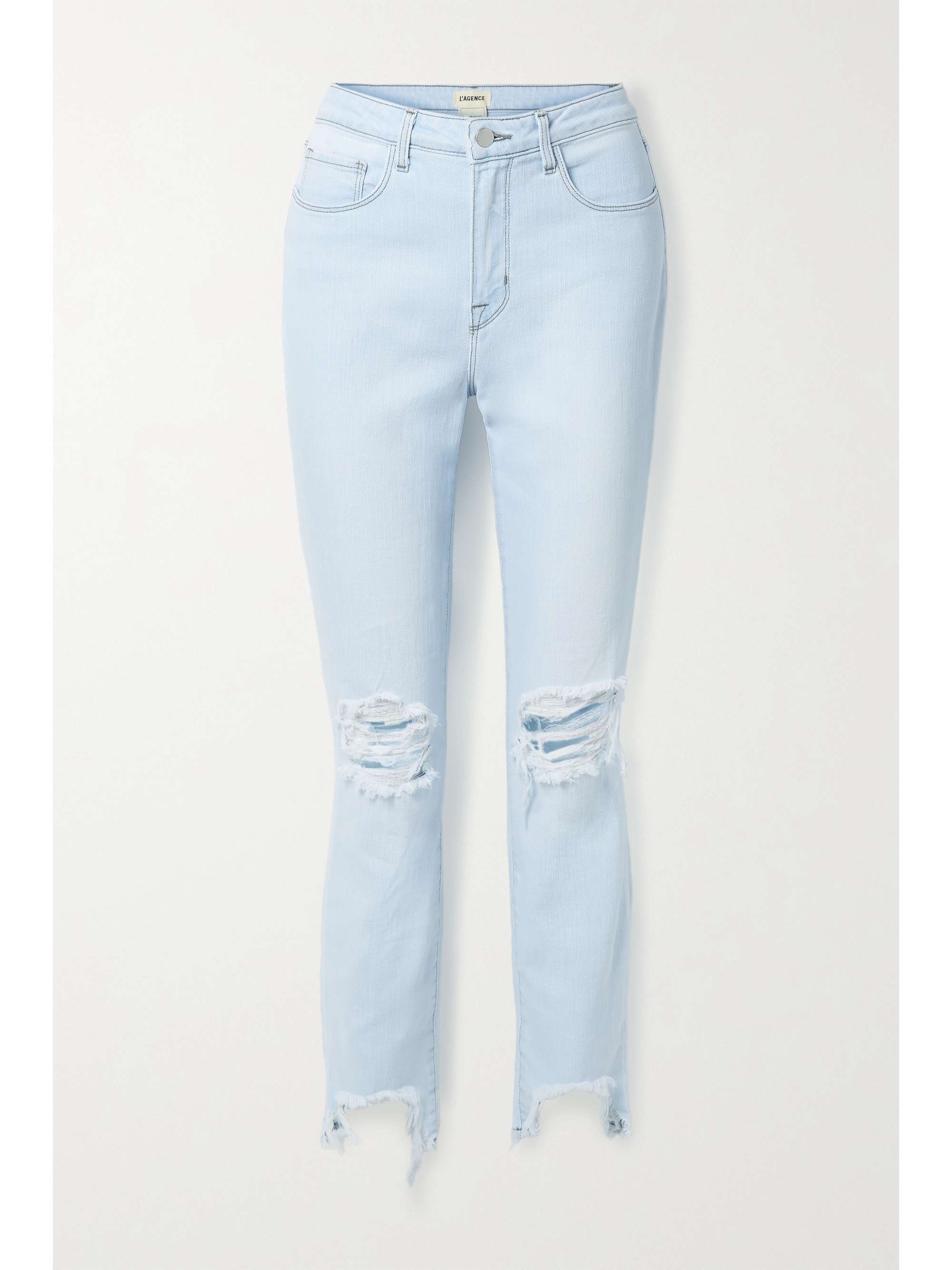 distressed high-rise skinny jeans 