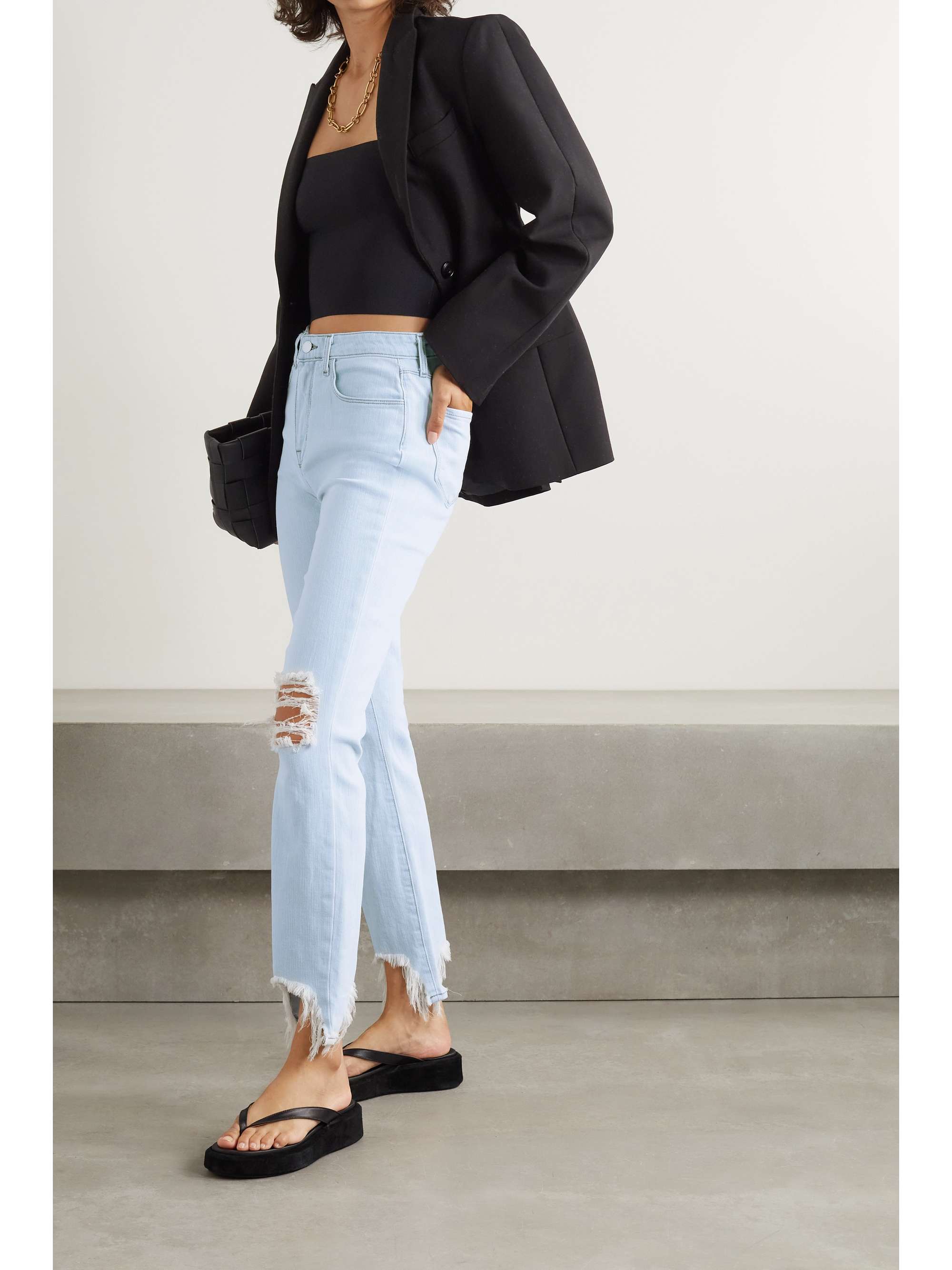 distressed high-rise skinny jeans 