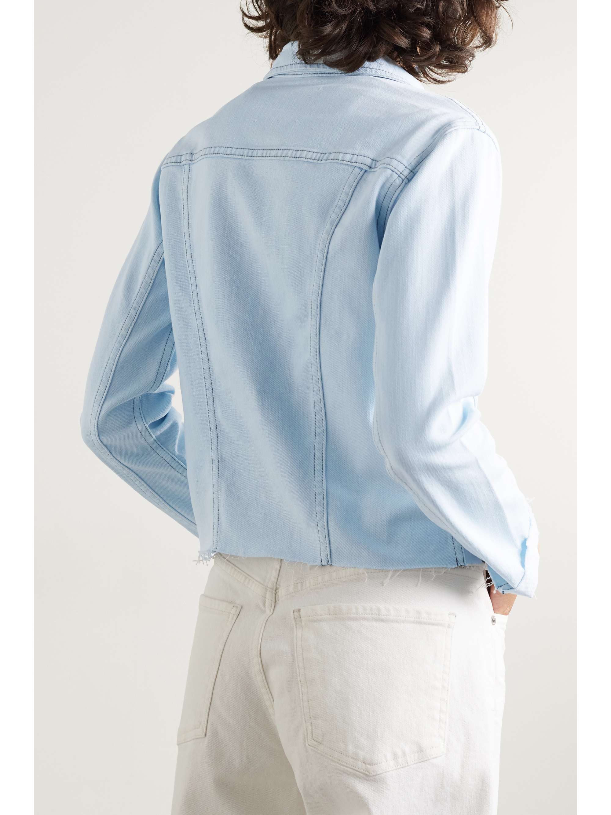 cropped stretch denim jacket