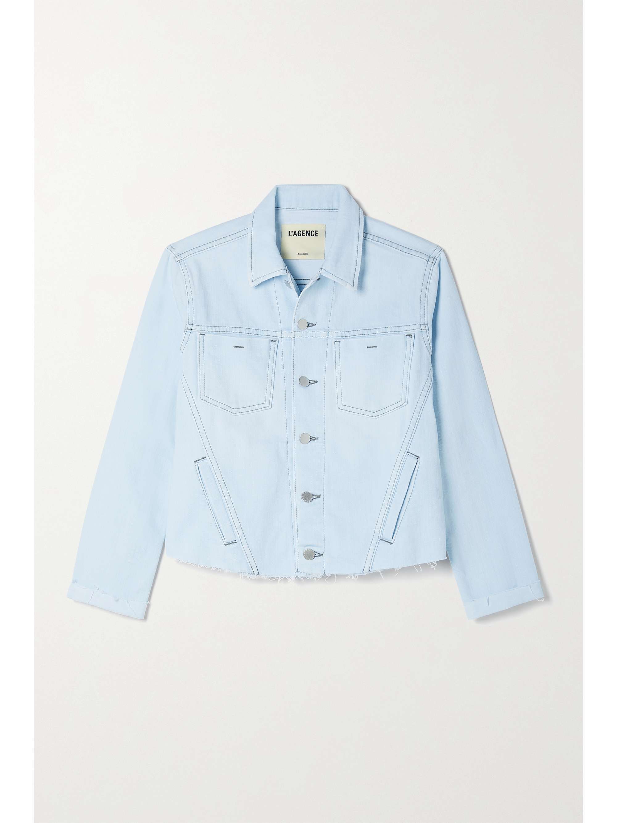 cropped light denim jacket