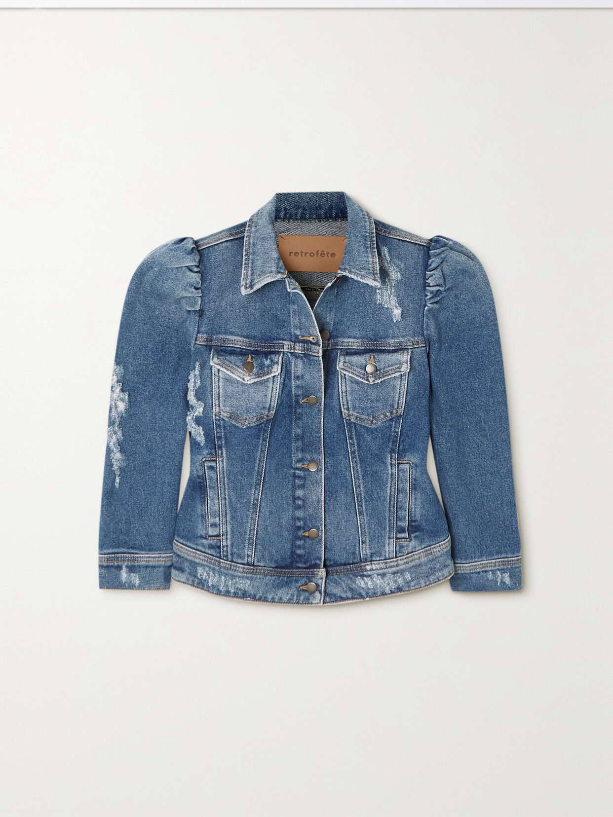 Retroféte Ada Puff-sleeve Denim Jacket In Light Denim