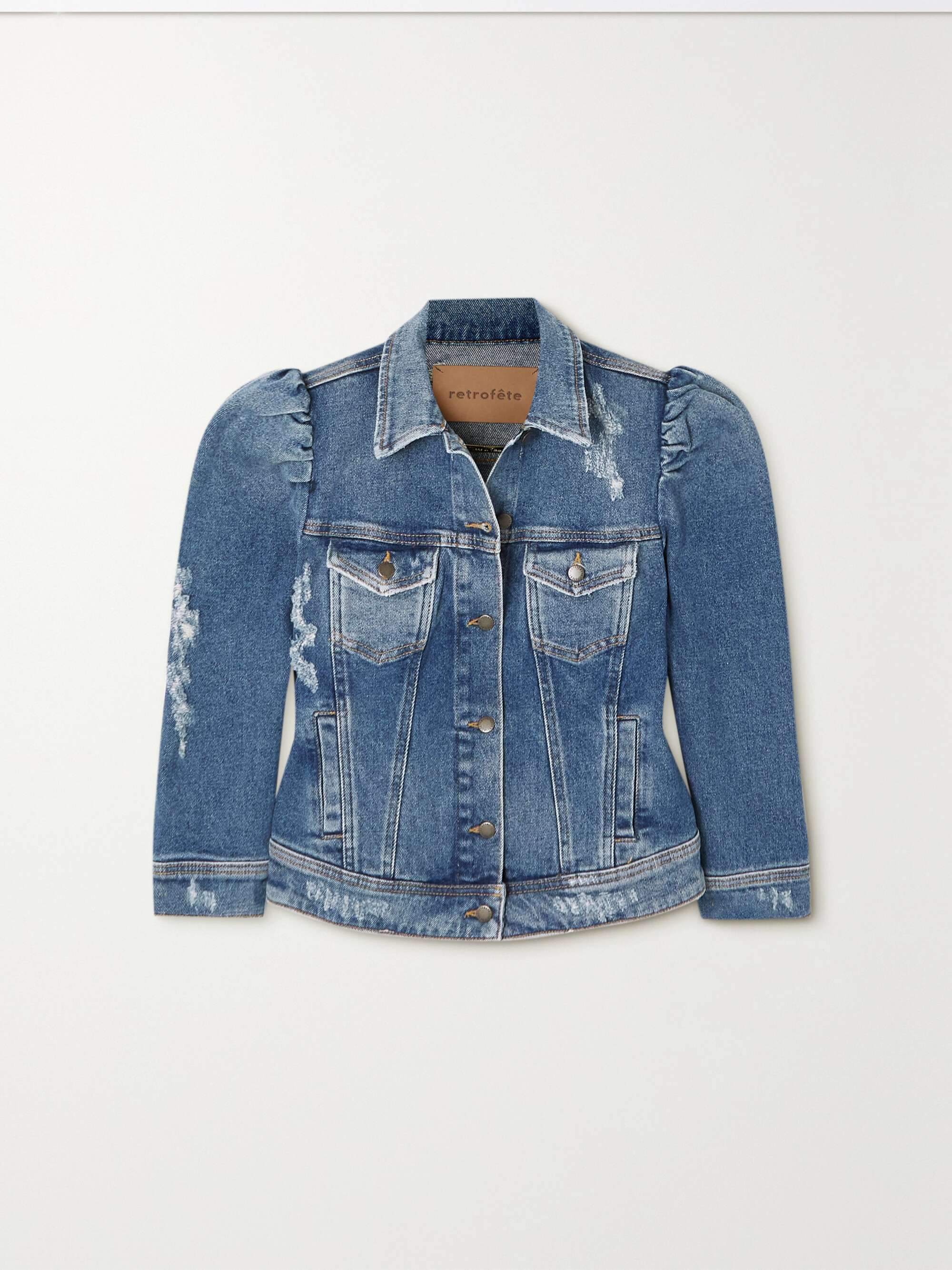 RETROFÊTE Ada distressed denim jacket | NET-A-PORTER