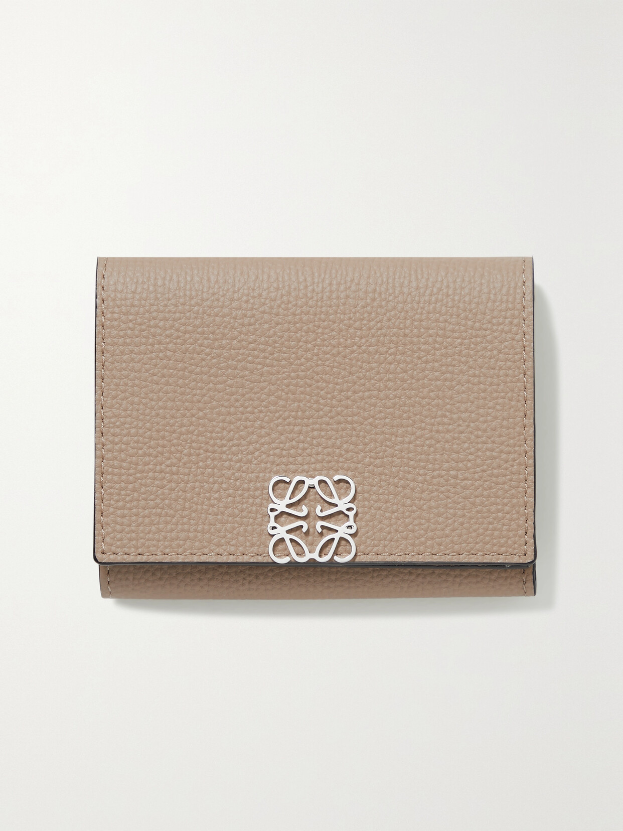 Shop Loewe Anagram Textured-leather Wallet In Neutrals