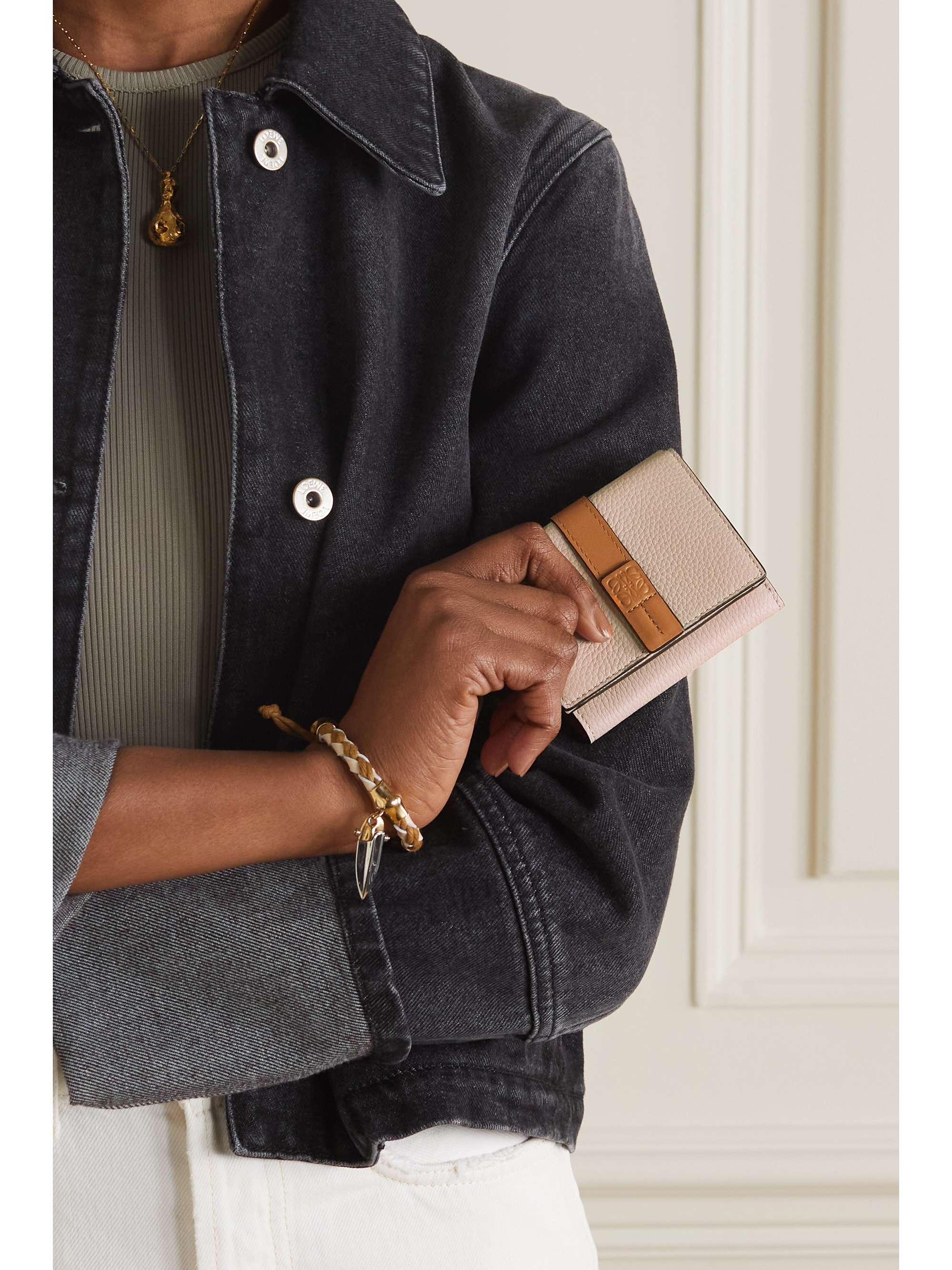 LOEWE Two-tone textured-leather wallet
