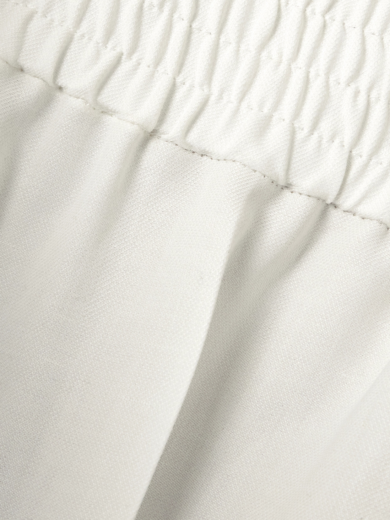 Shop Brunello Cucinelli Cropped Woven Tapered Pants In Off-white