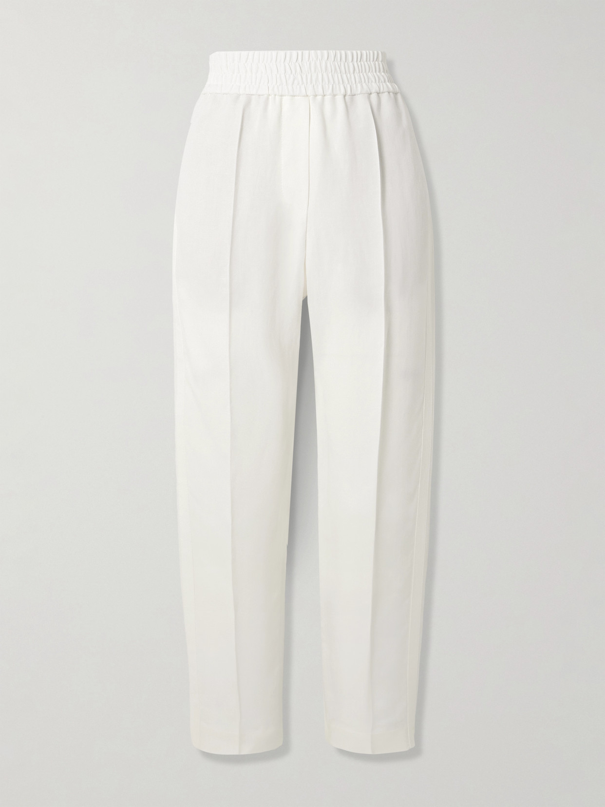 Brunello Cucinelli Cropped Woven Tapered Pants In Off-white