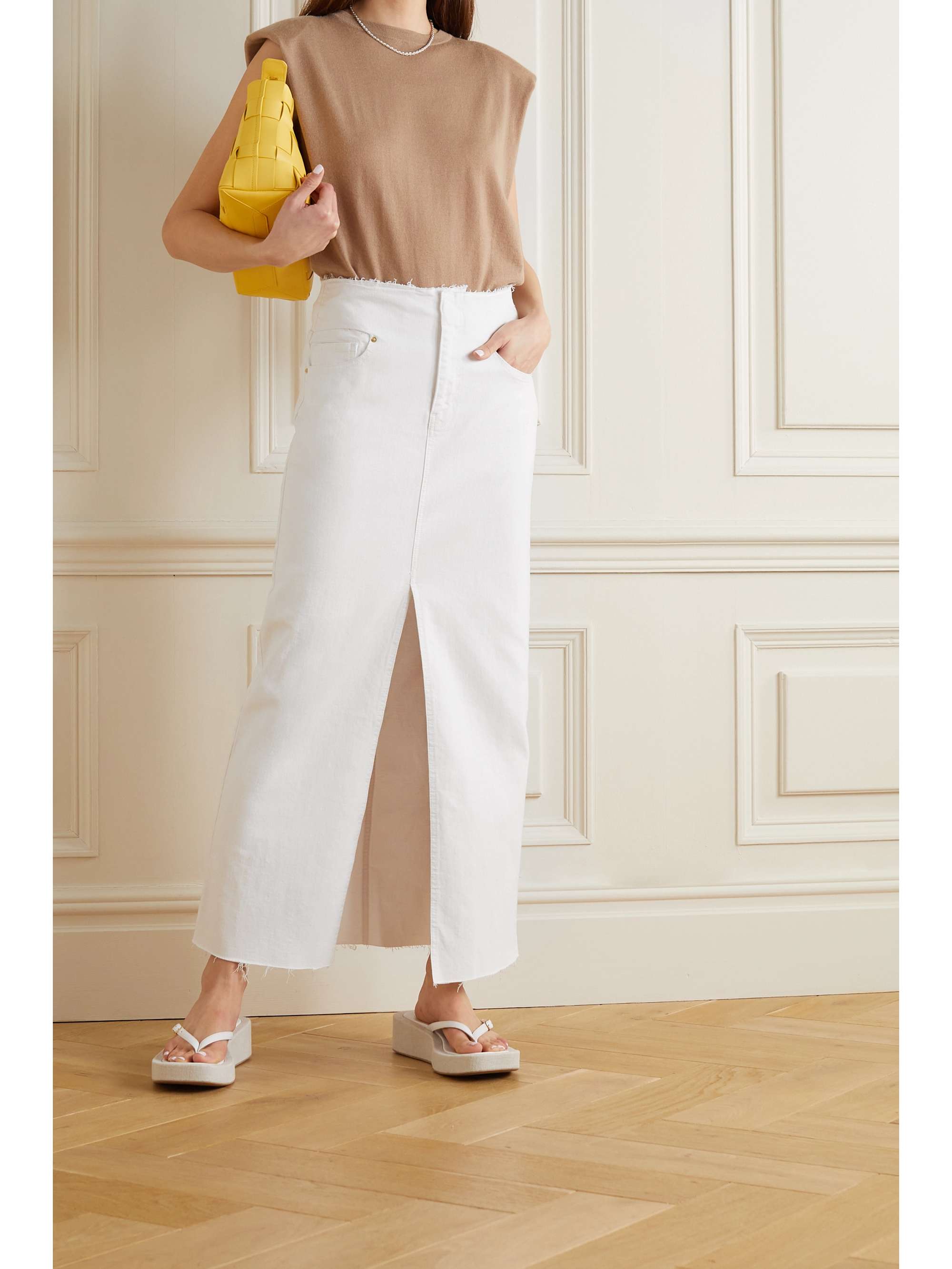 long white denim skirt maxi