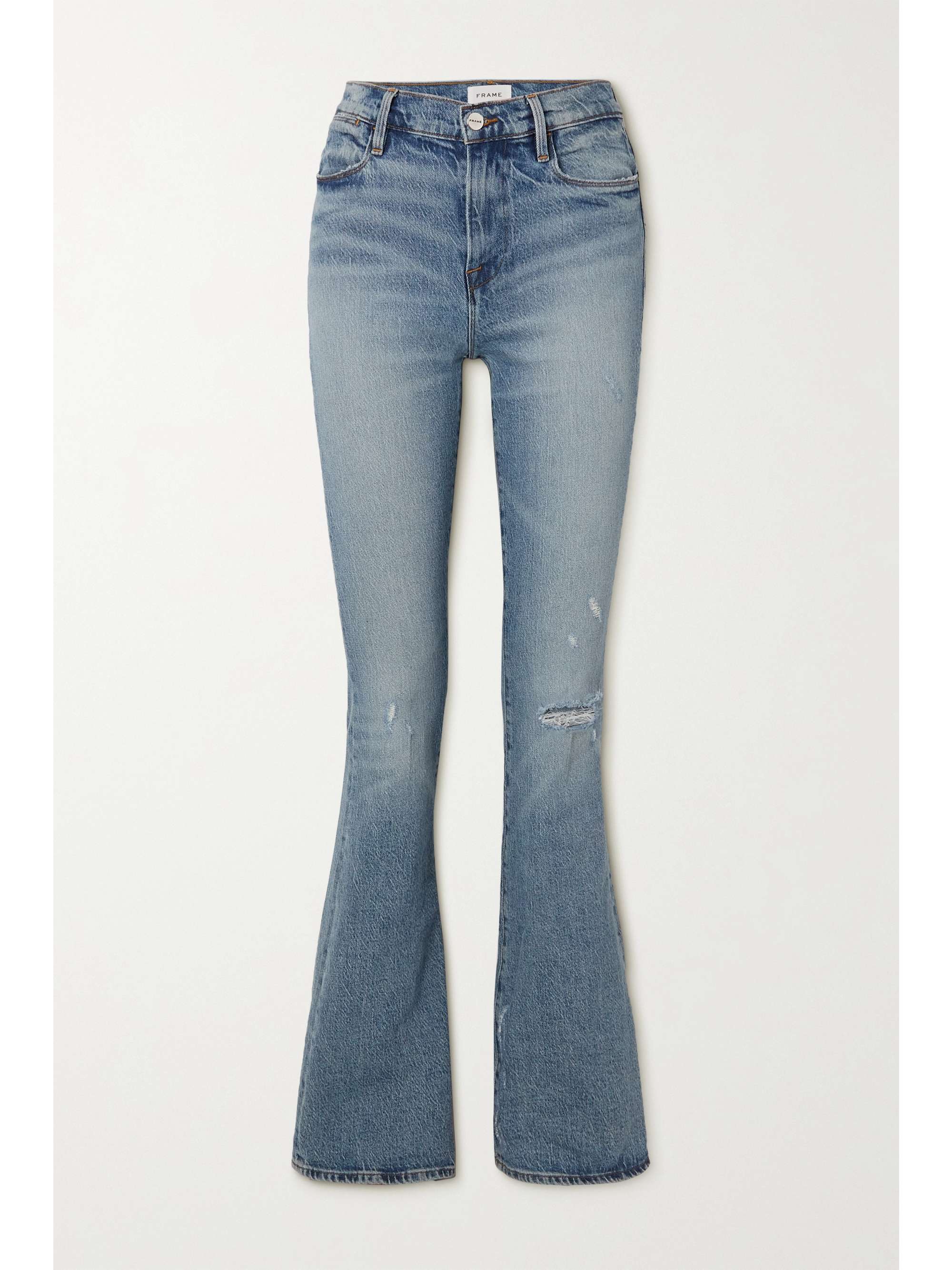 Distressed high rise flare jeans Clearance