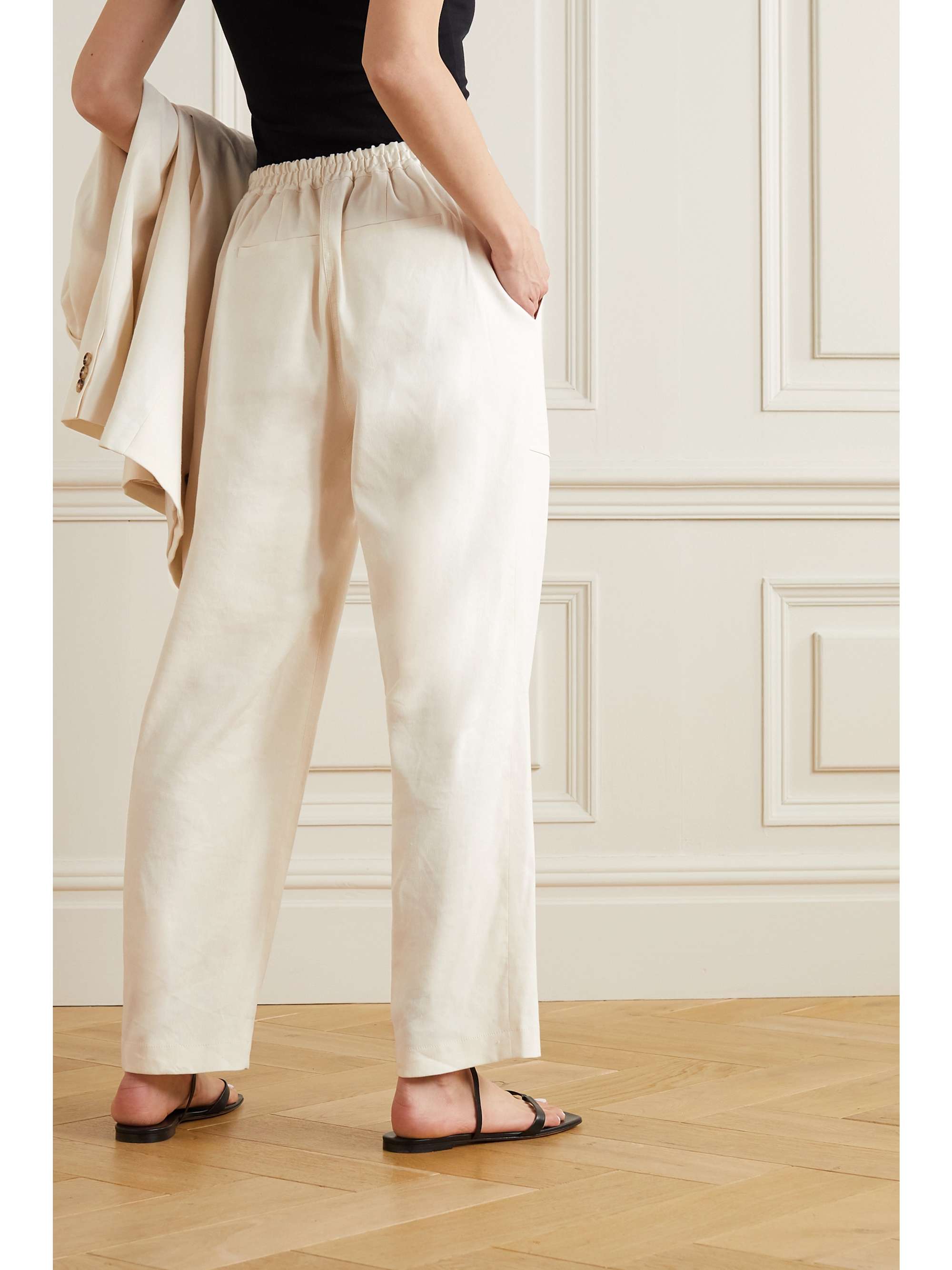FRAME Organic linen-blend straight-leg pants