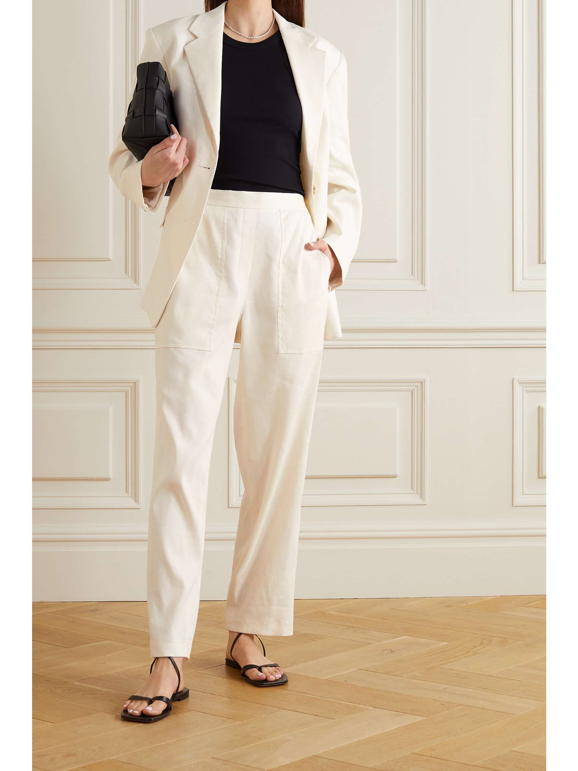 FRAME Organic linen-blend straight-leg pants