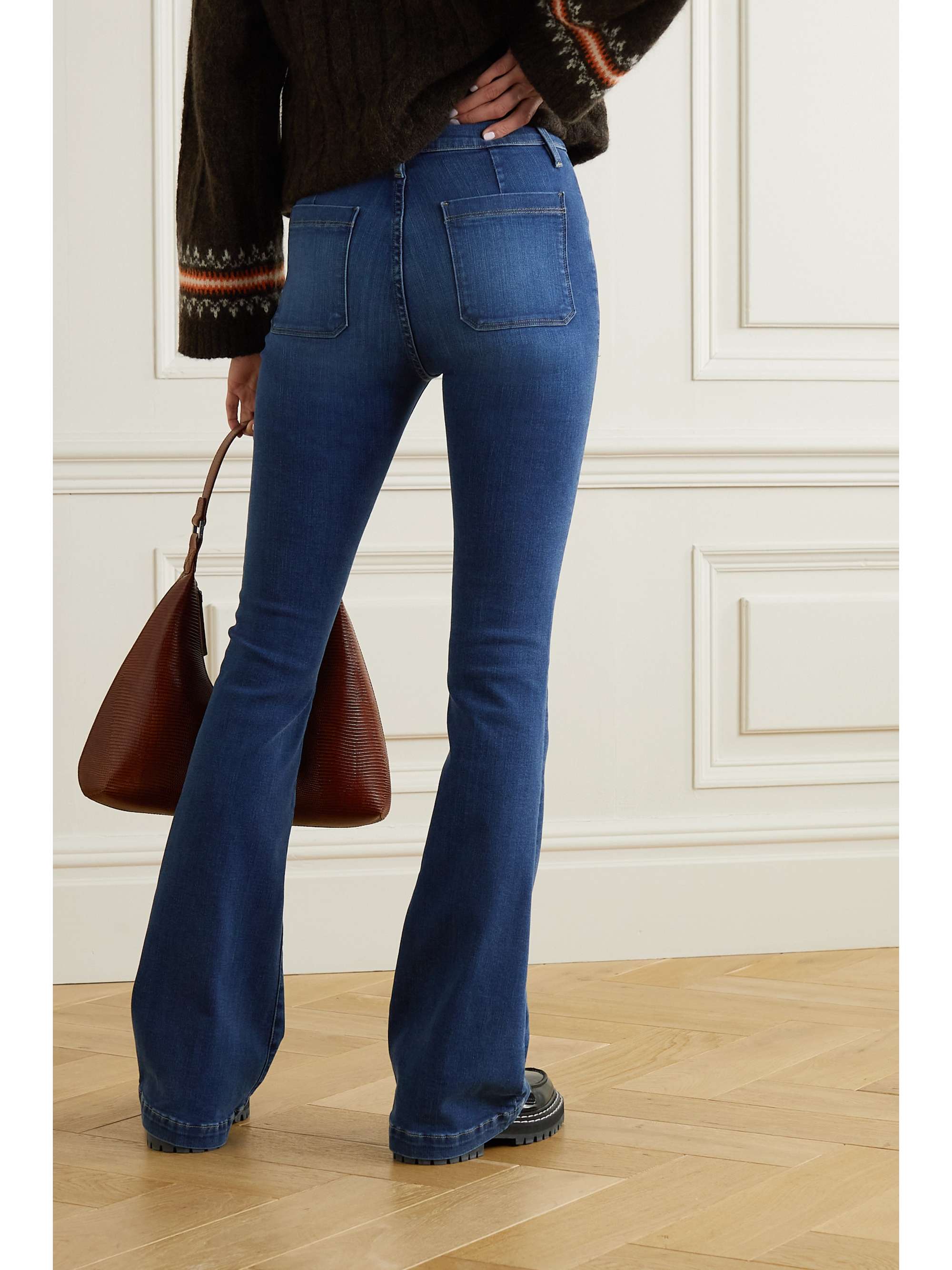 Dark denim Le Bardot high-rise flared 