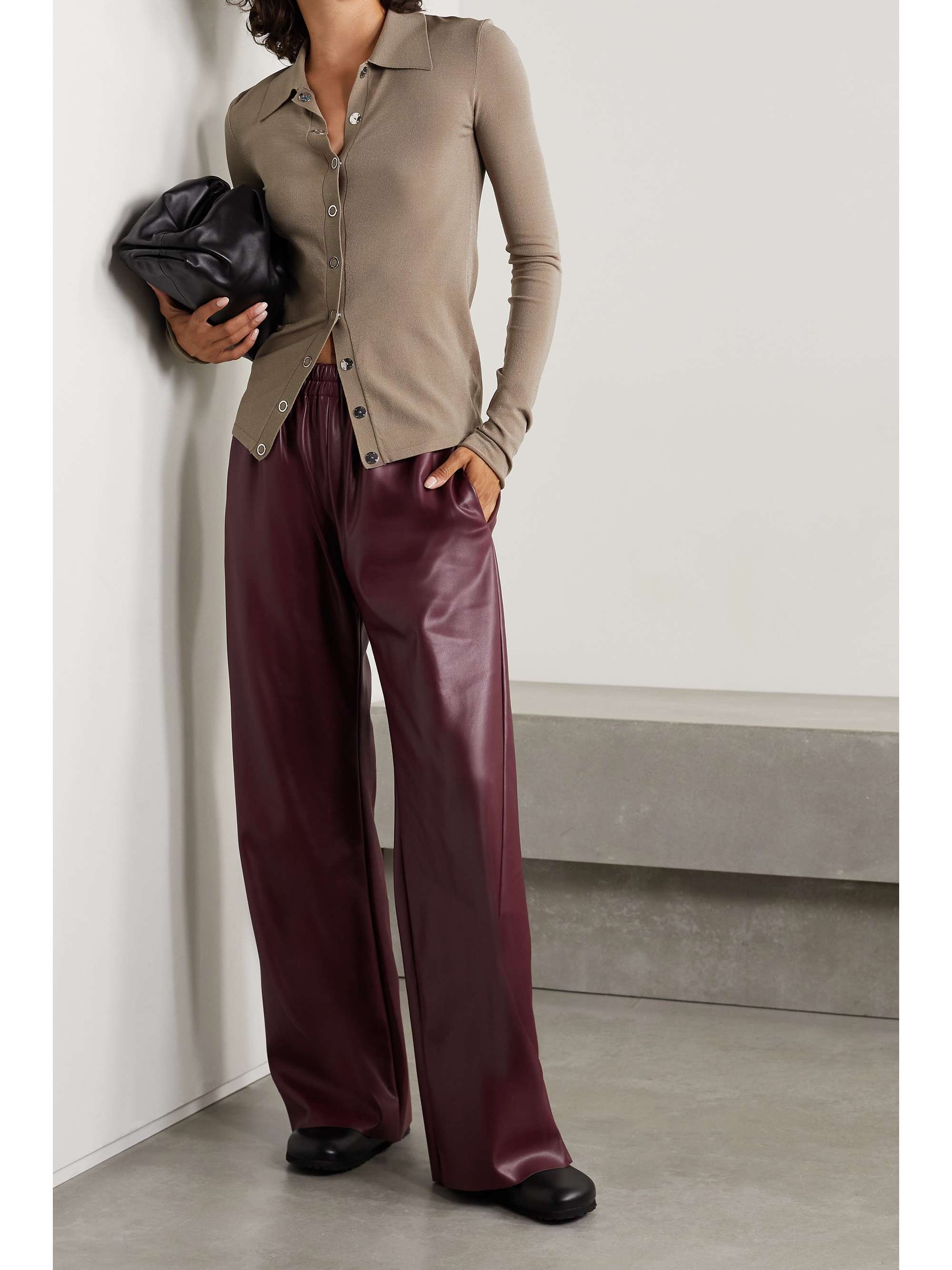 DEVEAUX Savannah vegan leather wide-leg pants