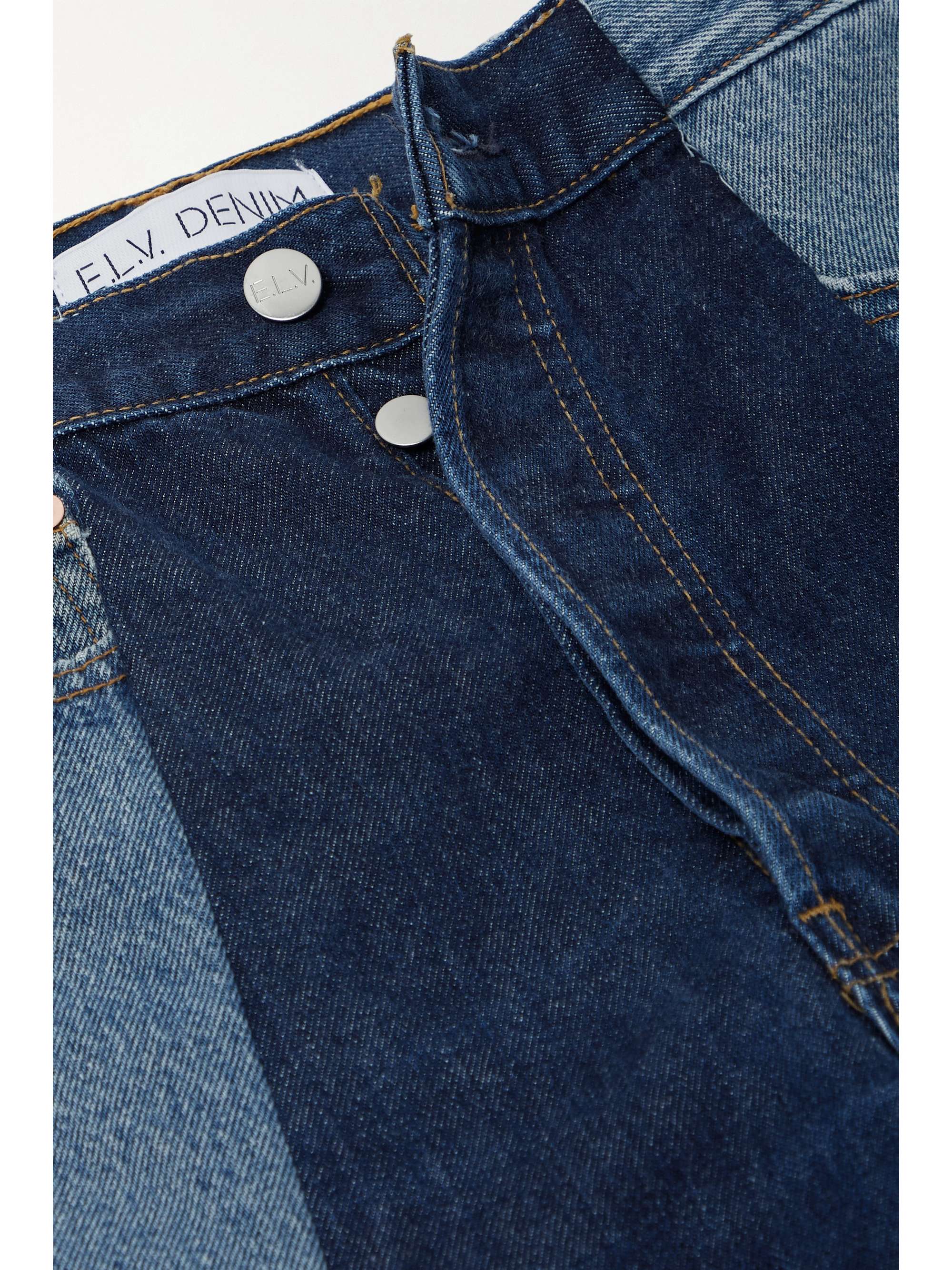 E.L.V. DENIM + NET SUSTAIN The Twin frayed two-tone high-rise straight-leg jeans