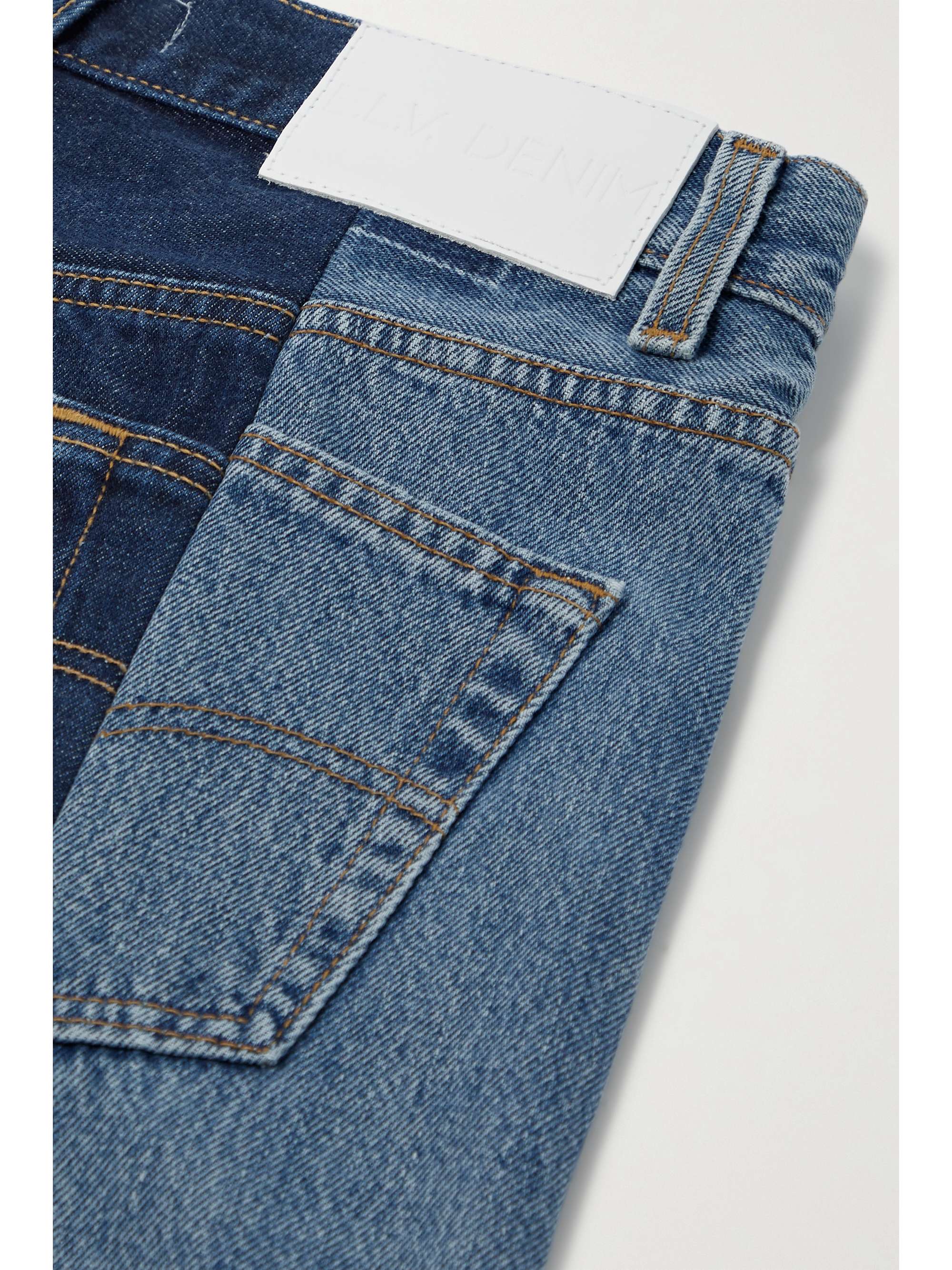 E.L.V. DENIM + NET SUSTAIN The Twin frayed two-tone high-rise straight-leg jeans