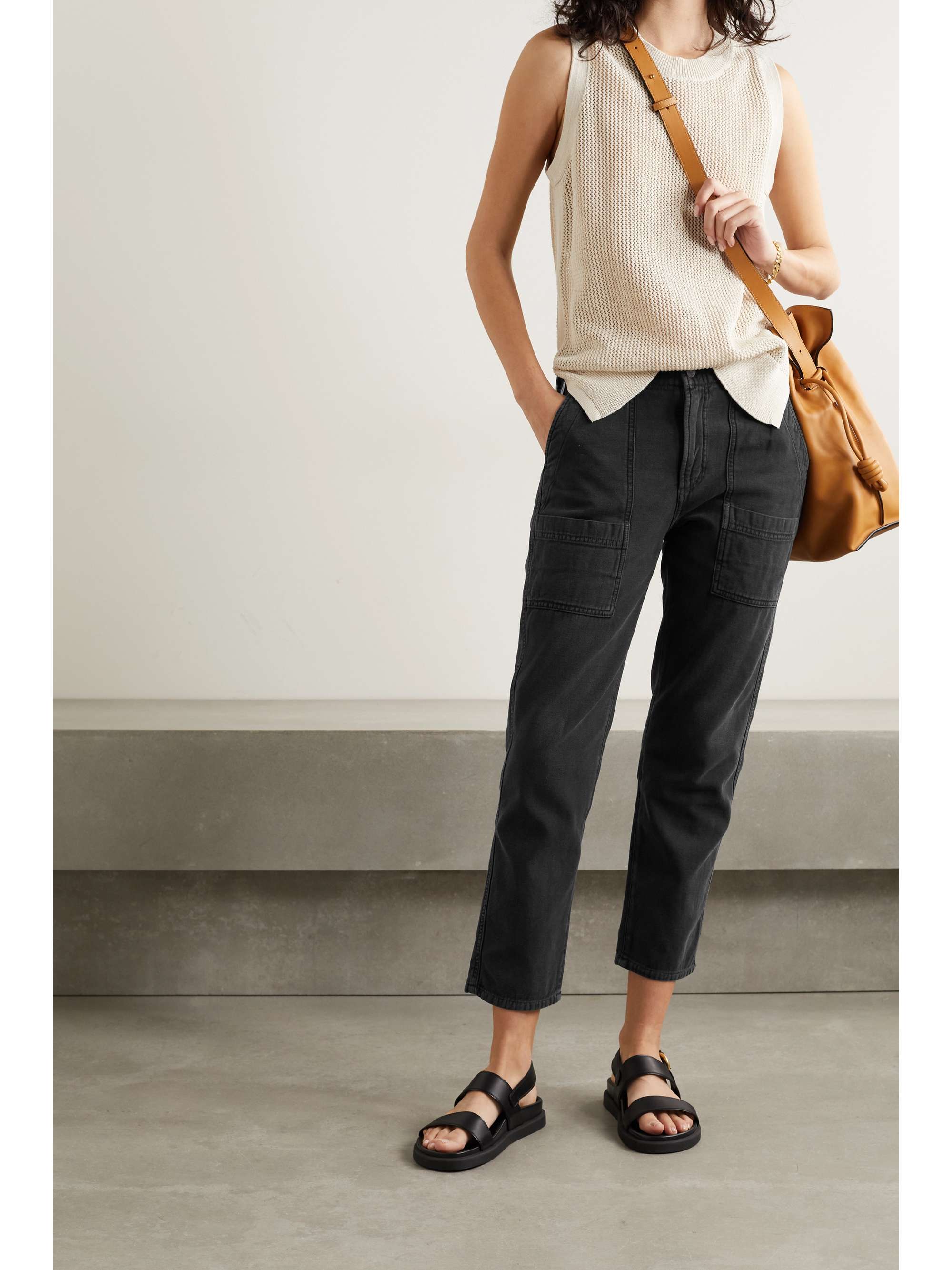 Chelsea cotton-twill straight-leg pants 