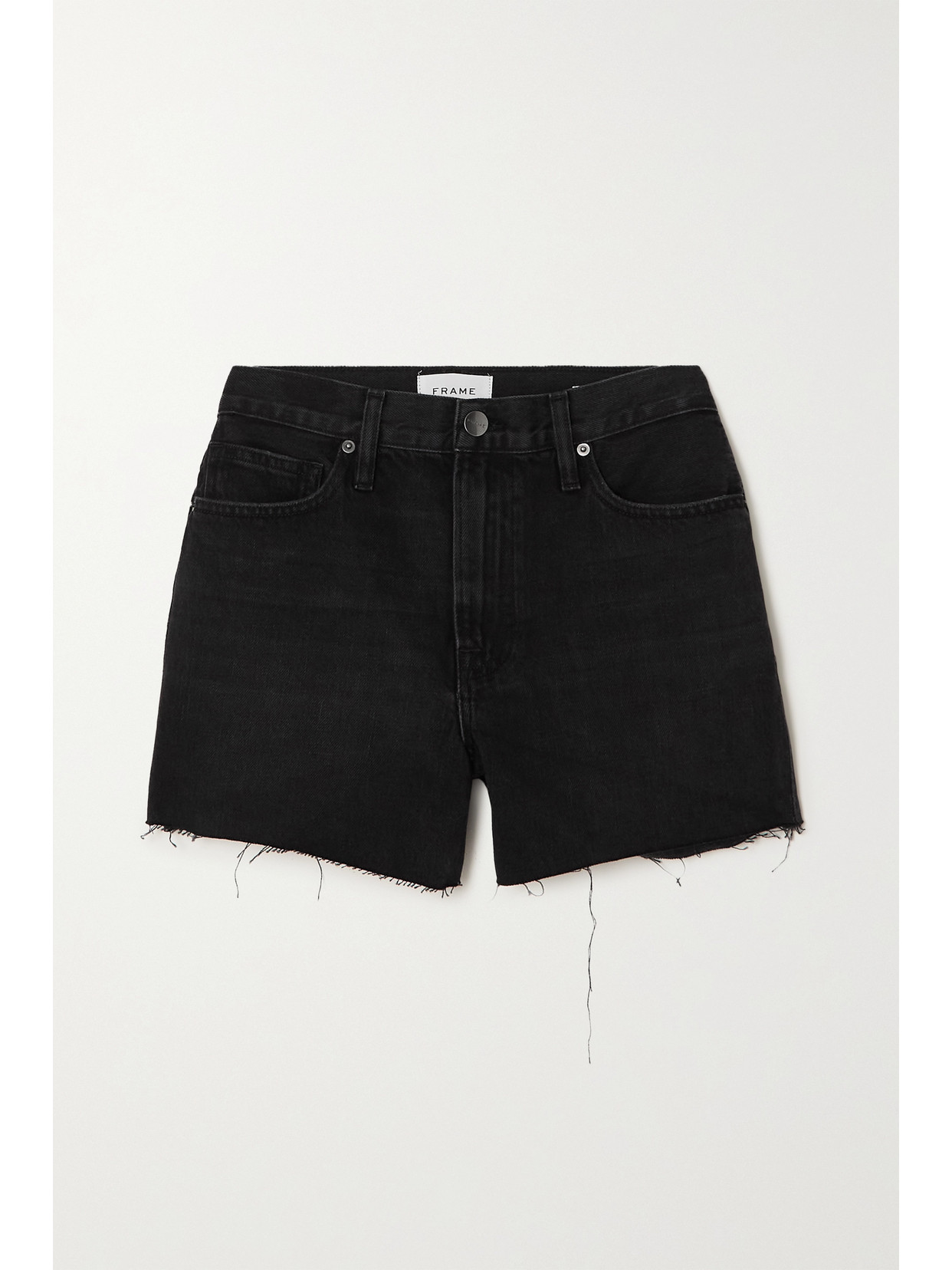 Frame Le Simone Distressed Denim Shorts In Black