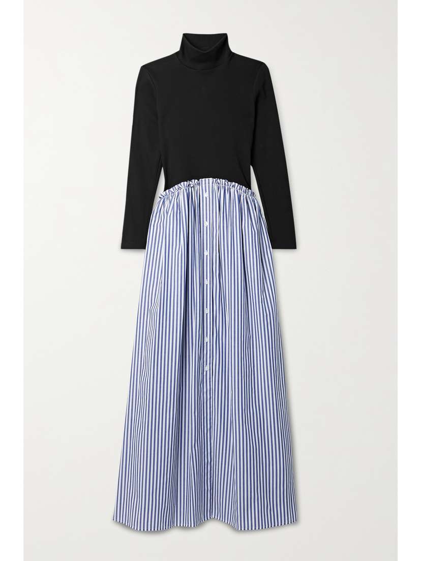 Rosie Assoulin Striped Cotton-blend Voile And Ribbed Jersey Maxi Dress - x large