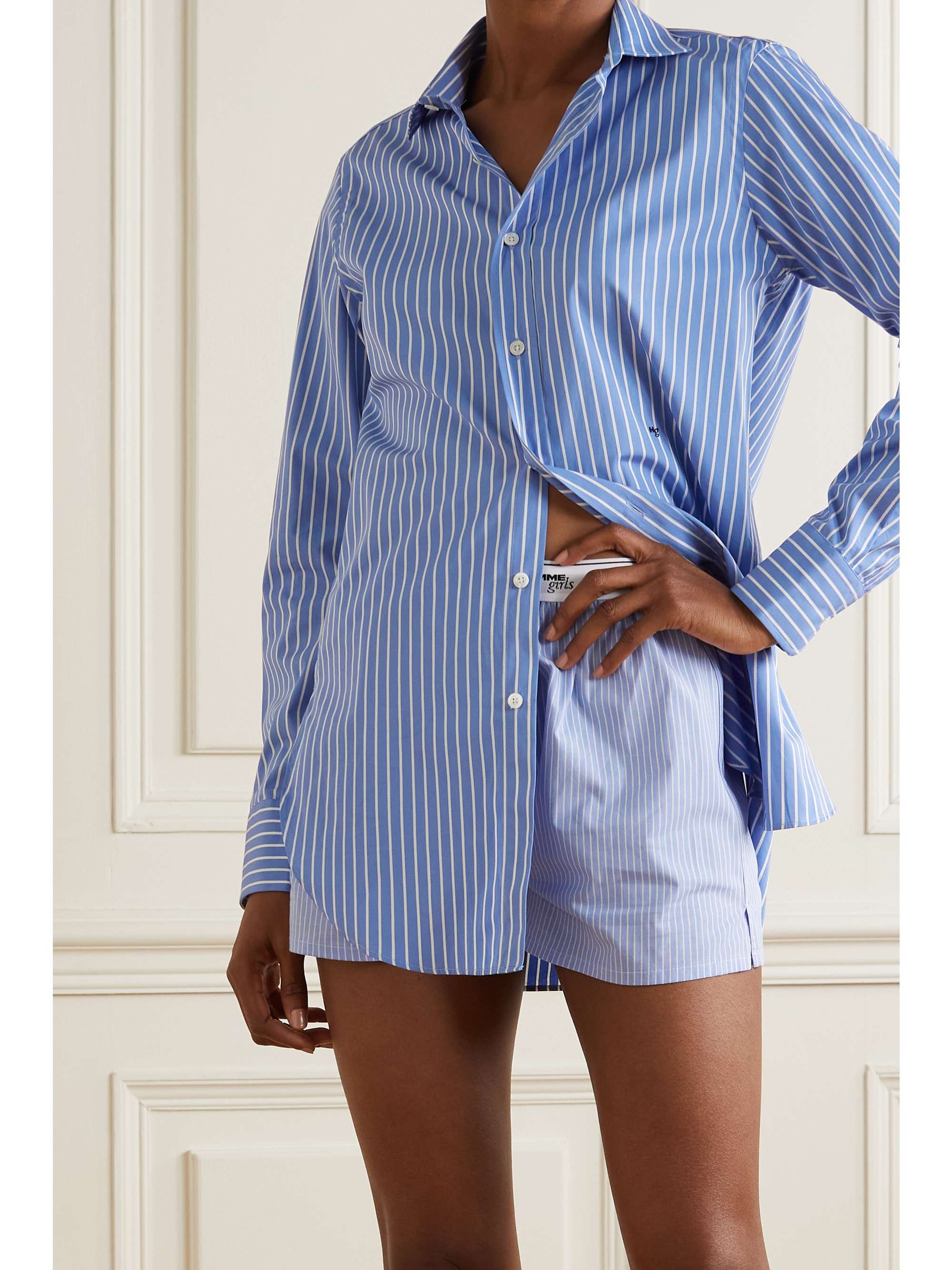 HOMMEGIRLS Striped cotton-poplin shirt | NET-A-PORTER