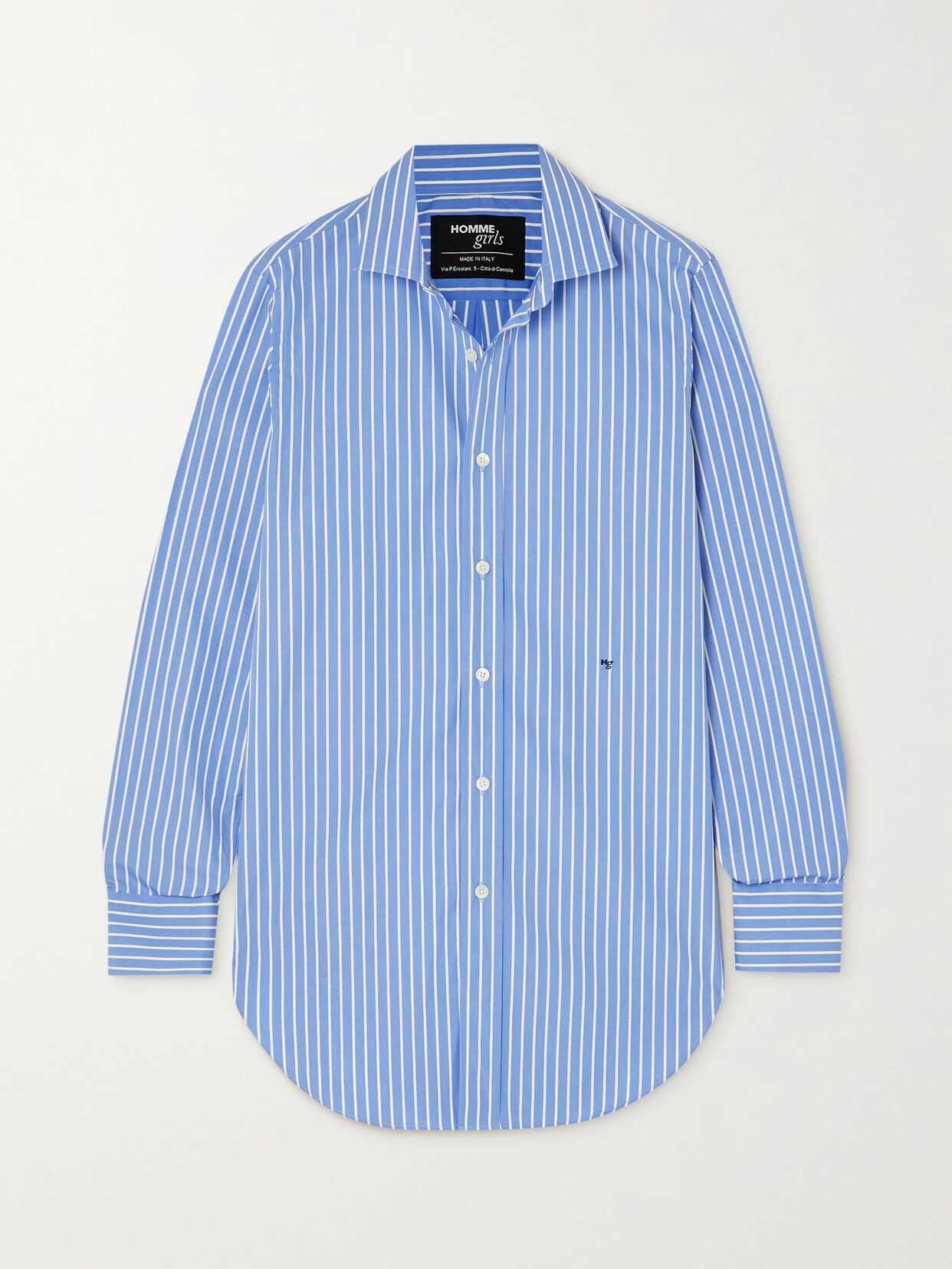 Hommegirls Striped Cotton-poplin Shirt - Blue