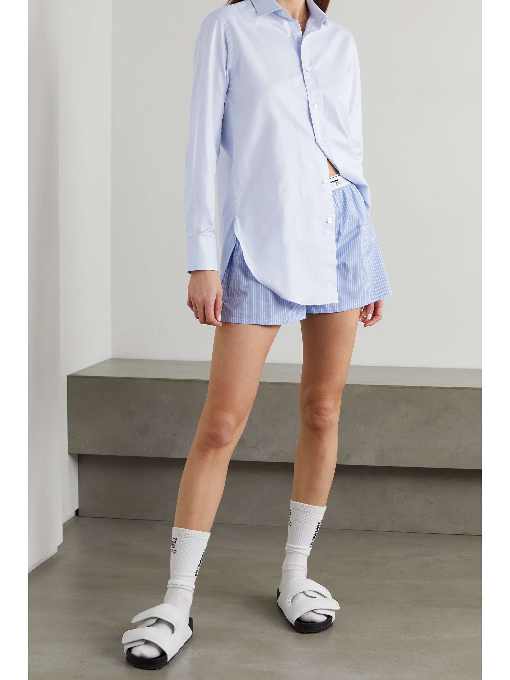 HOMMEGIRLS Embroidered cotton-poplin shirt