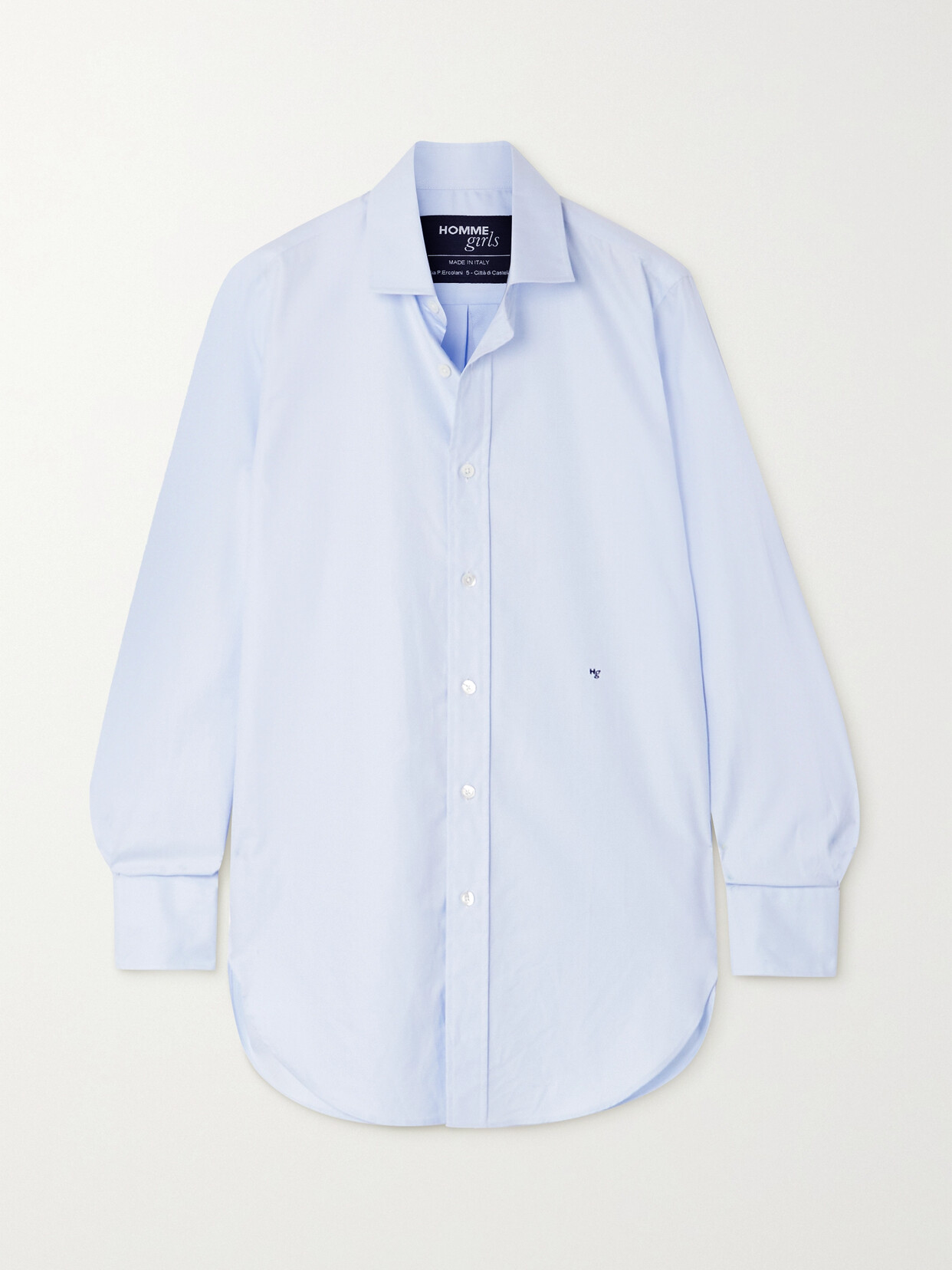 Hommegirls Embroidered Cotton-poplin Shirt - Blue