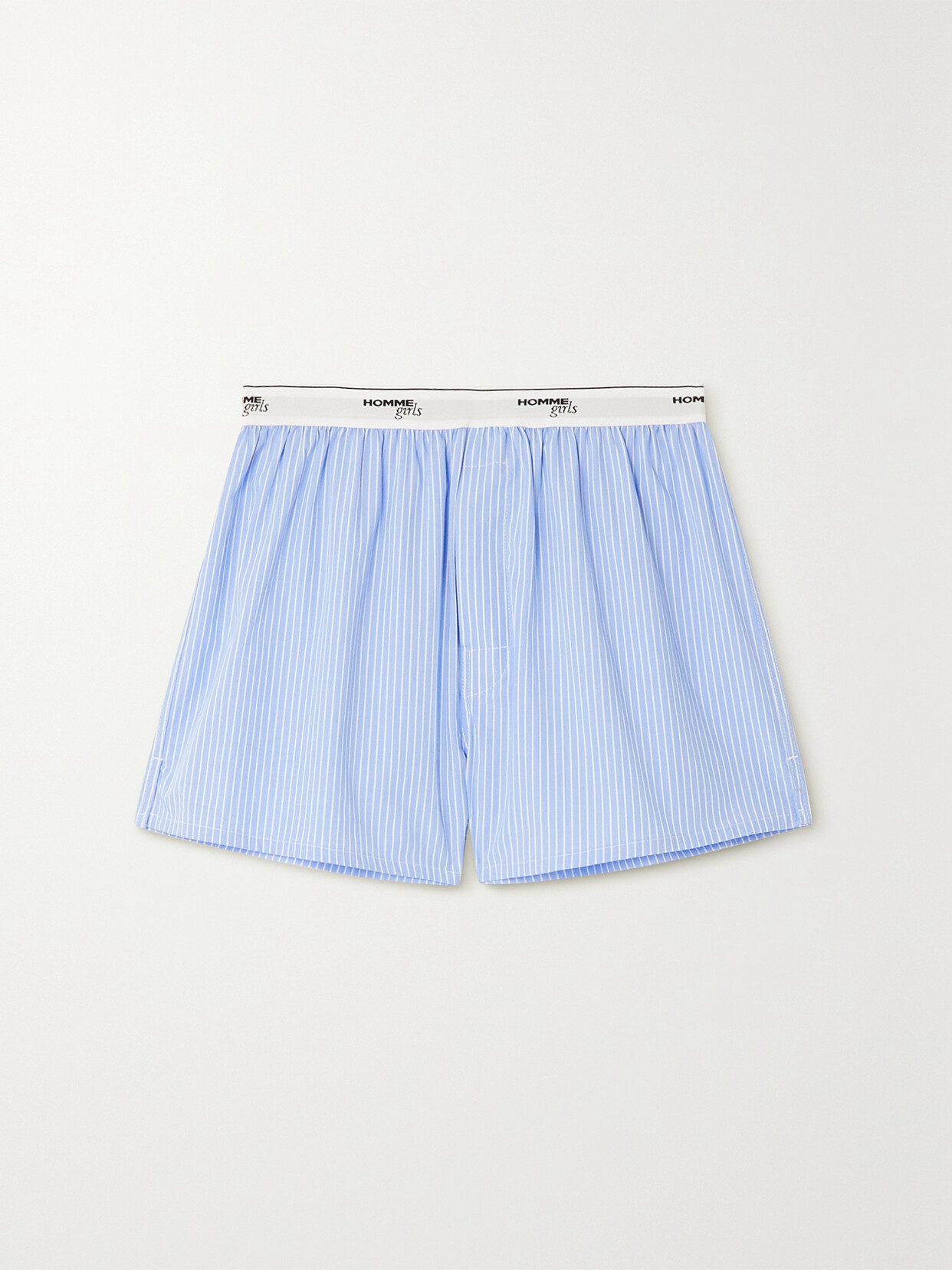 Hommegirls Pinstriped Cotton-poplin Shorts In Light Blue