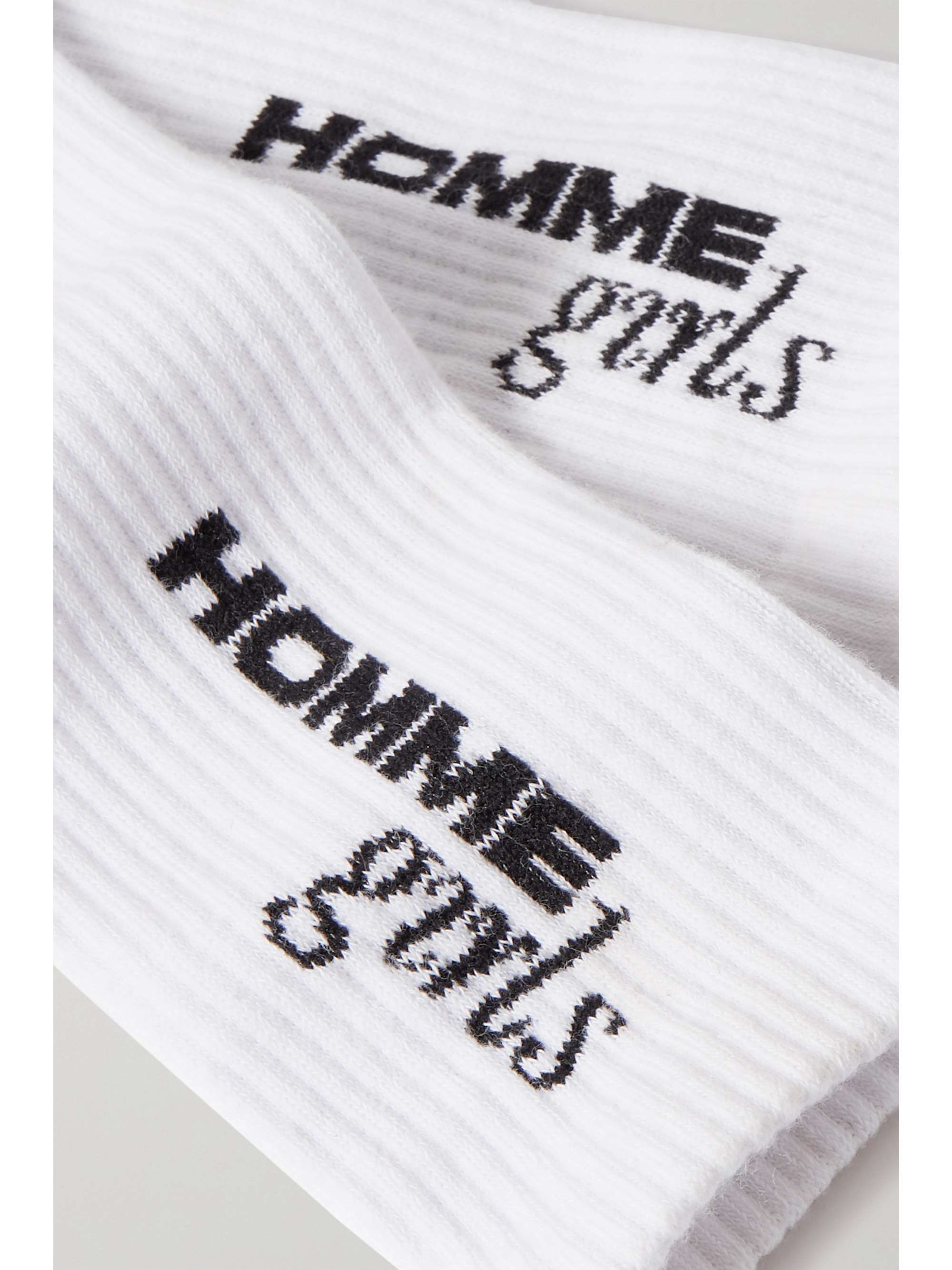 HOMMEGIRLS Intarsia ribbed stretch cotton-blend socks