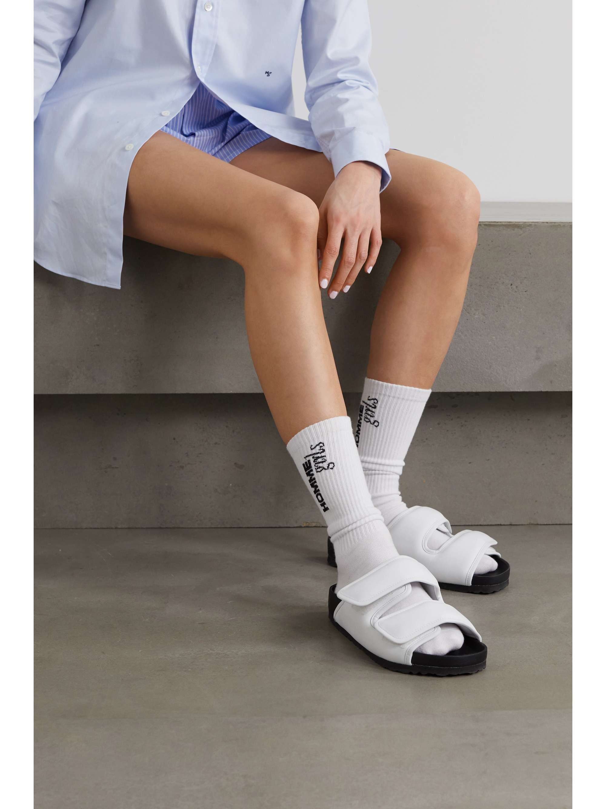 HOMMEGIRLS Intarsia ribbed stretch cotton-blend socks