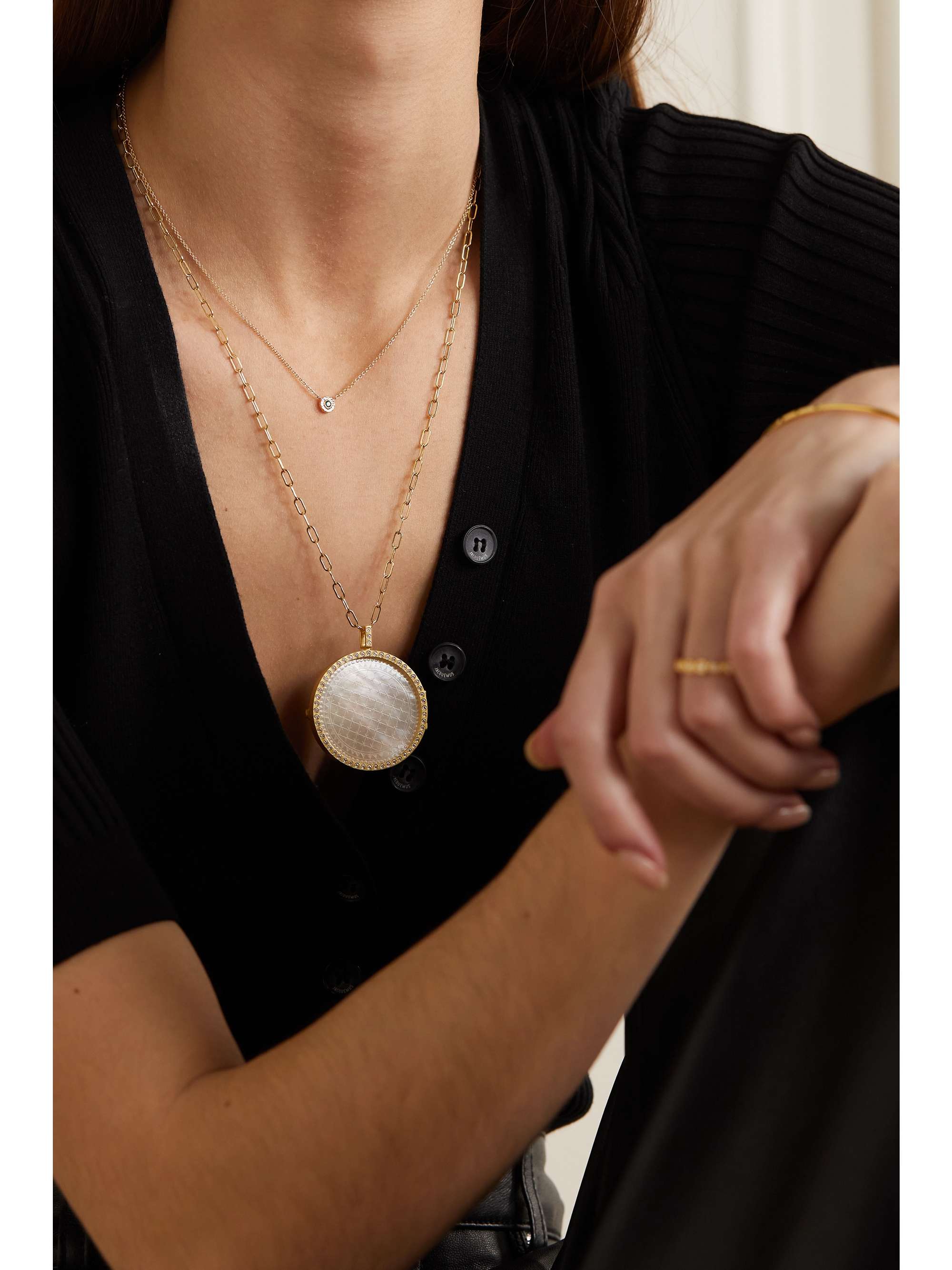 OCTAVIA ELIZABETH + NET SUSTAIN The Lover Locket 18-karat recycled gold, mother-of-pearl and diamond necklace